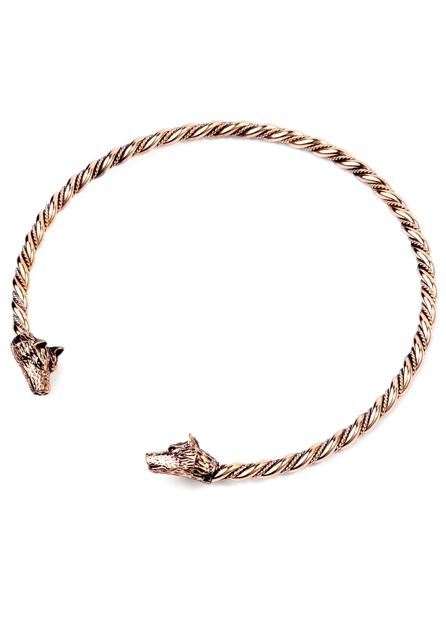 Imagen única de: Torques - Gargantilla Vikinga Con Lobos De Bronce, Con Cordón, Grande