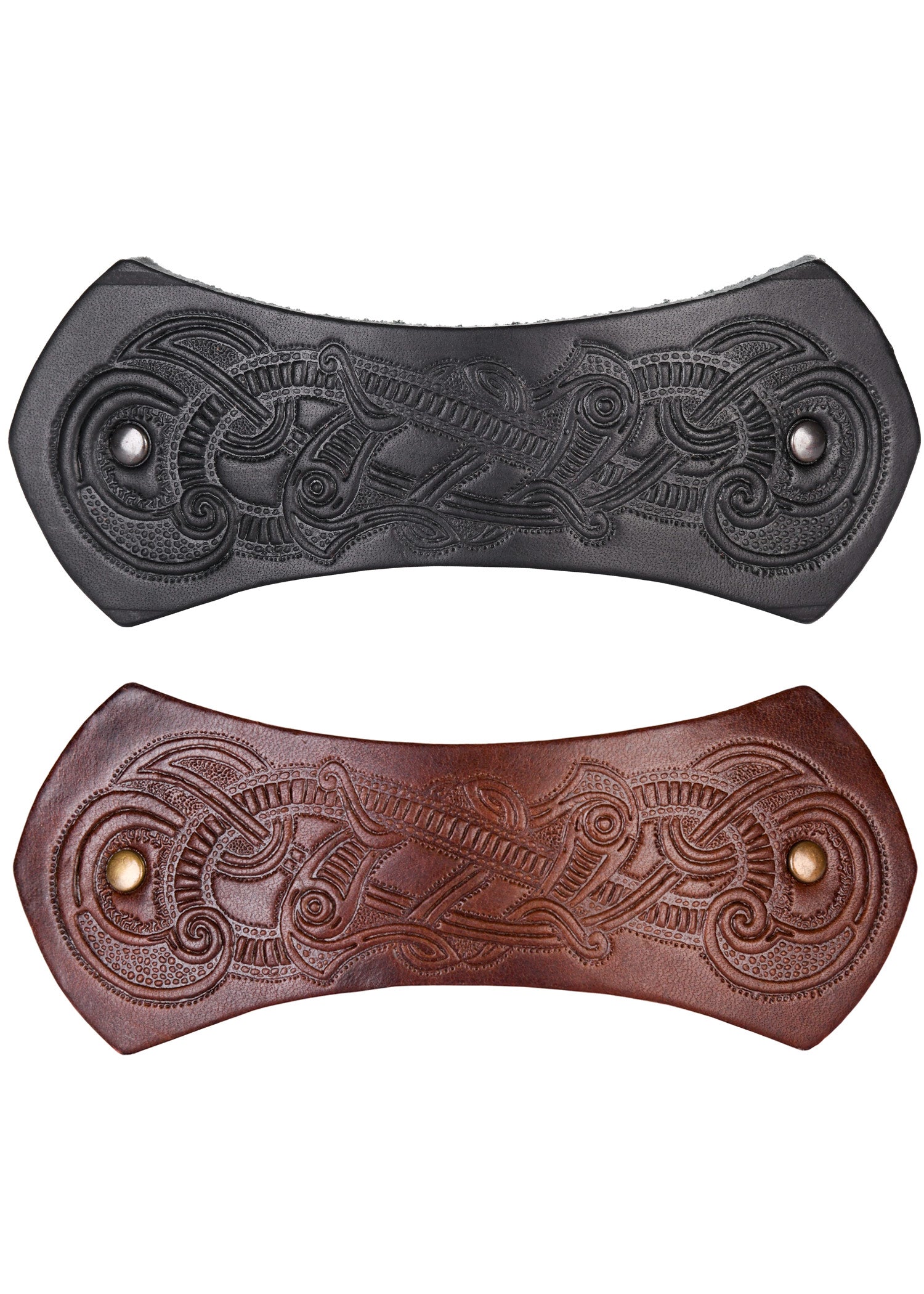 Imagen única de: Pasador De Pelo De Cuero En Forma De Barra Con Motivo Vikingo Y Clip De Metal