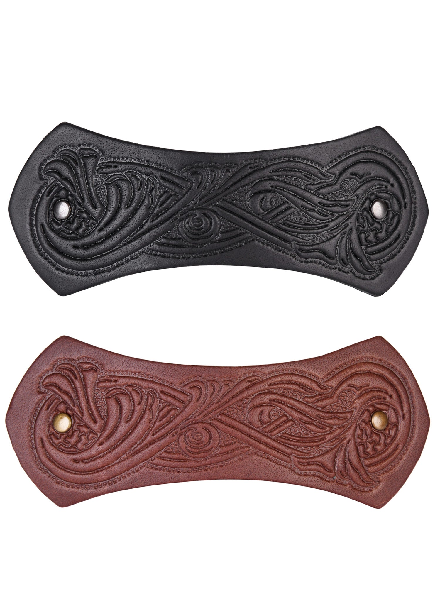 Imagen única de: Pasador Para El Pelo Realizado En Piel En Forma De Barra Con Motivo Medieval Y Clip Metálico