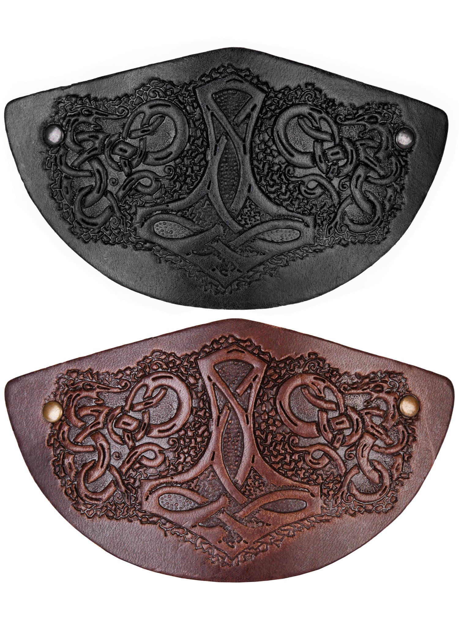 Imagen única de: Pasador De Pelo De Cuero Con Relieve Del Martillo De Thor Y Clip De Metal