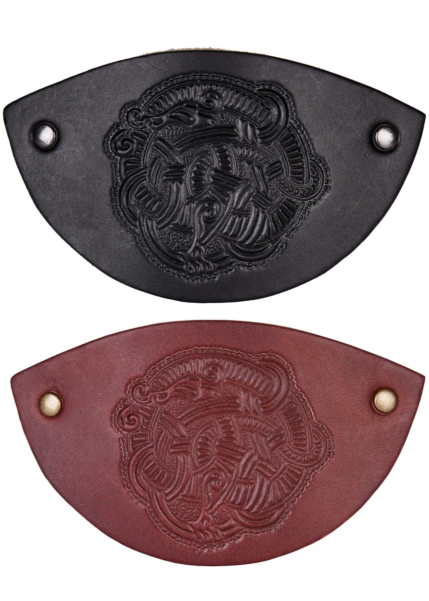 Imagen única de: Pasador Pequeño De Cuero Con Motivo Vikingo Y Clip De Metal