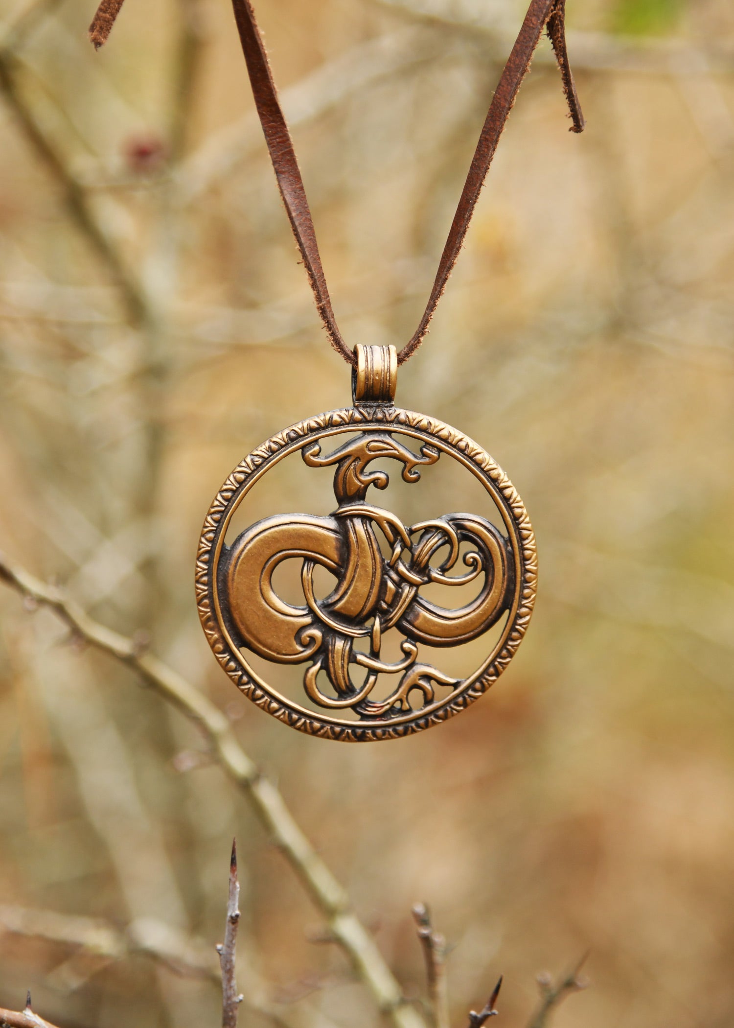 Imagen única de: Colgante De Collar - Dragón Estilo Urnes, Bronce