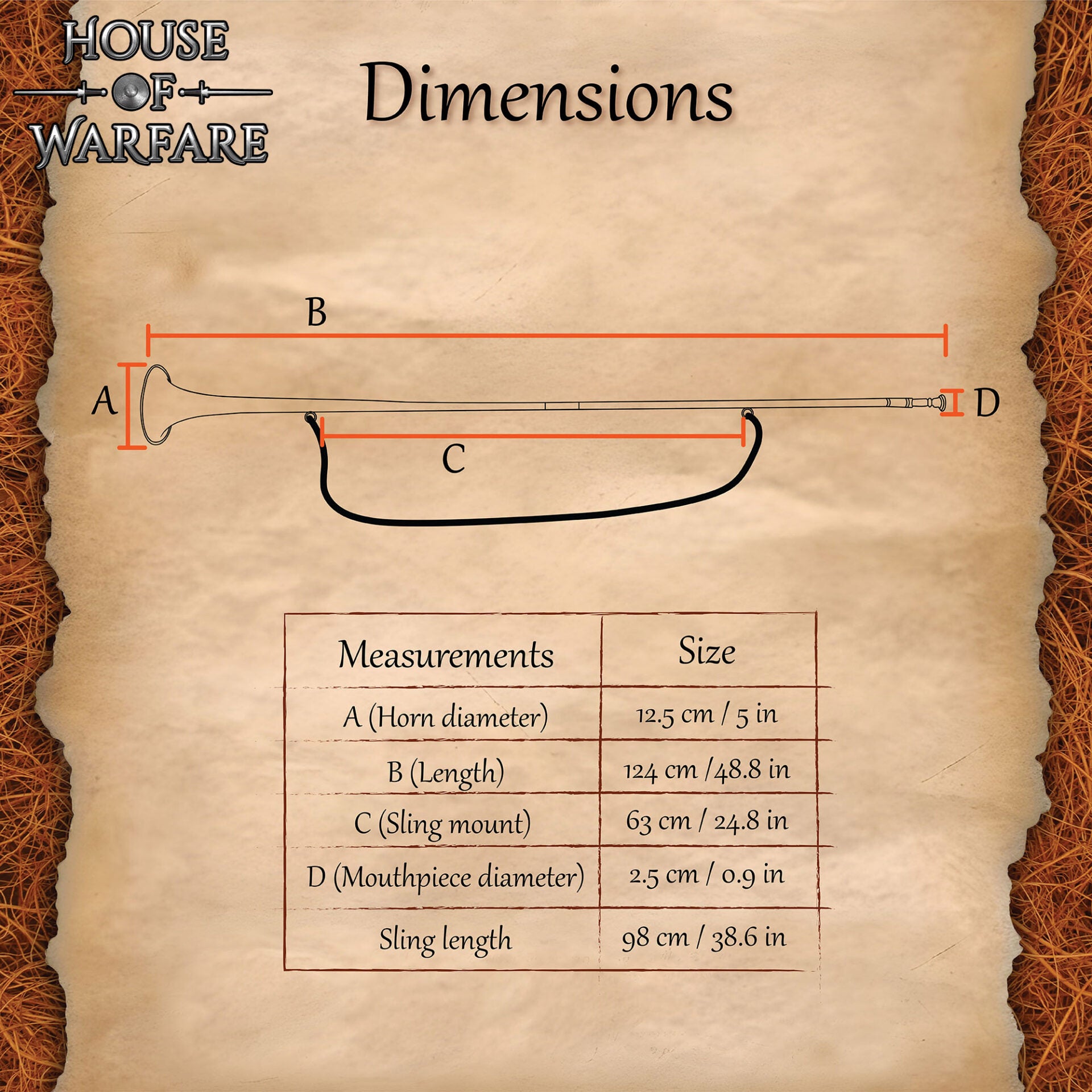 Imagen única de: Trompeta Heráldica Medieval de Latón - Corneta Pulida de 50 Pulgadas con Cordón Rojo