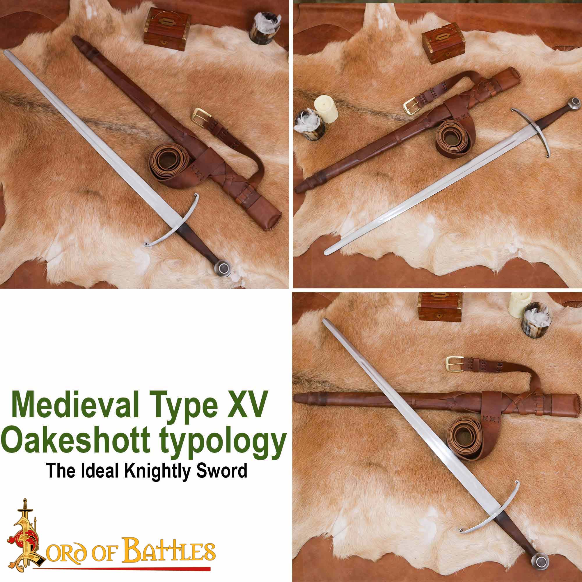 Imagen única de: Espada Medieval Gótica de Caballero Forjada a Mano con Vaina de Cuero