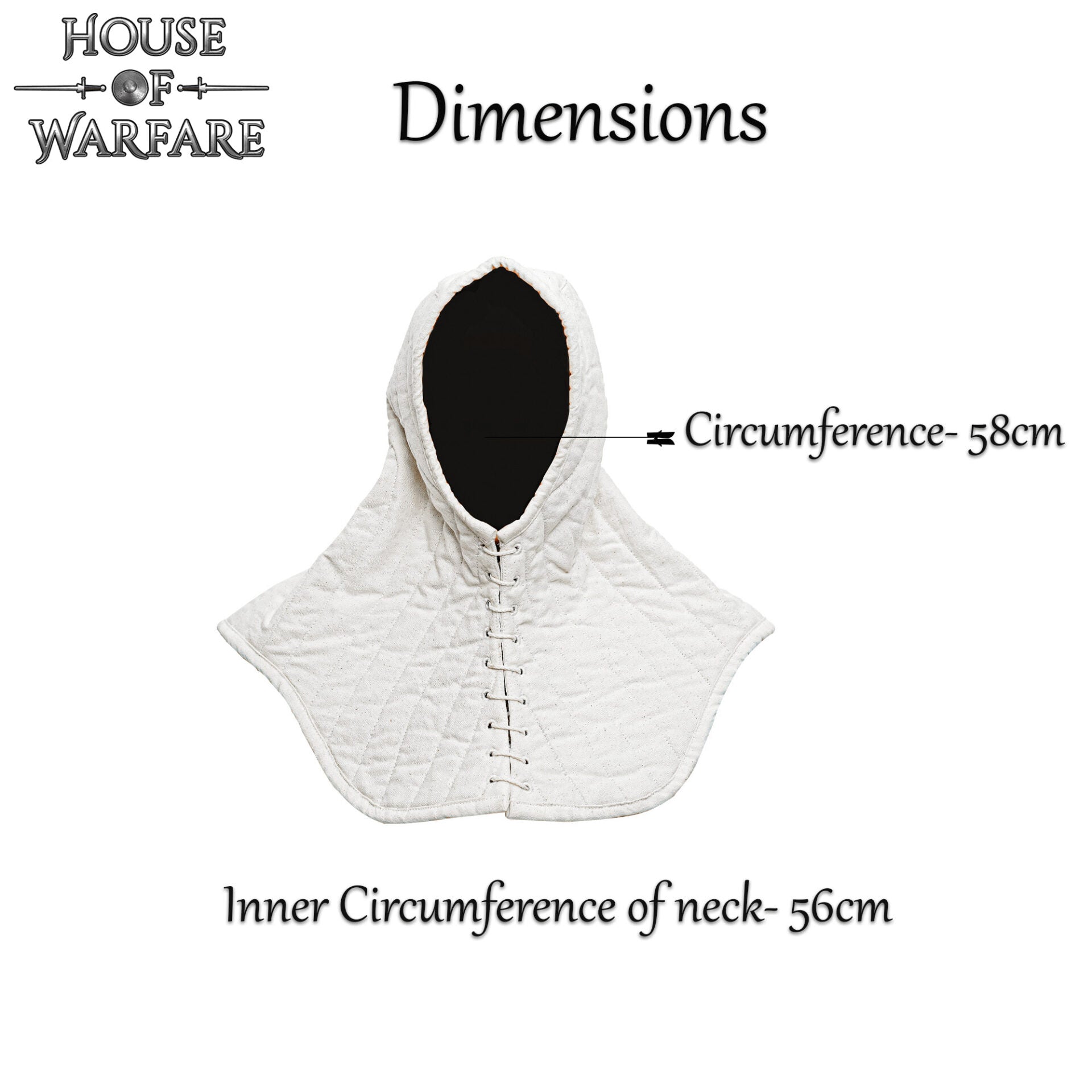 Imagen única de: Cuello Acolchado de Lona de Algodón con Capucha - Gorro Acolchado Crudo para Casco Medieval Acolchado