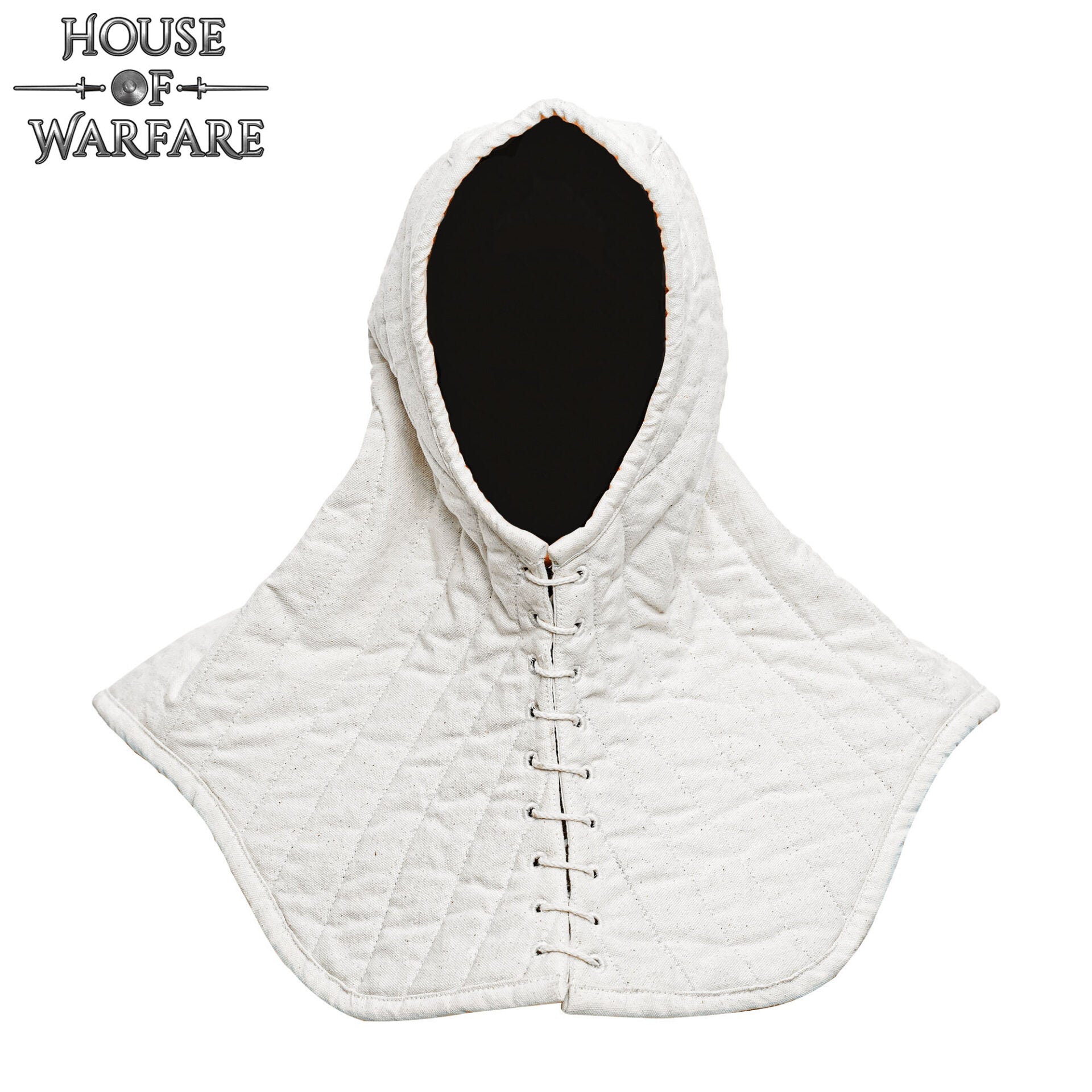 Imagen única de: Cuello Acolchado de Lona de Algodón con Capucha - Gorro Acolchado Crudo para Casco Medieval Acolchado