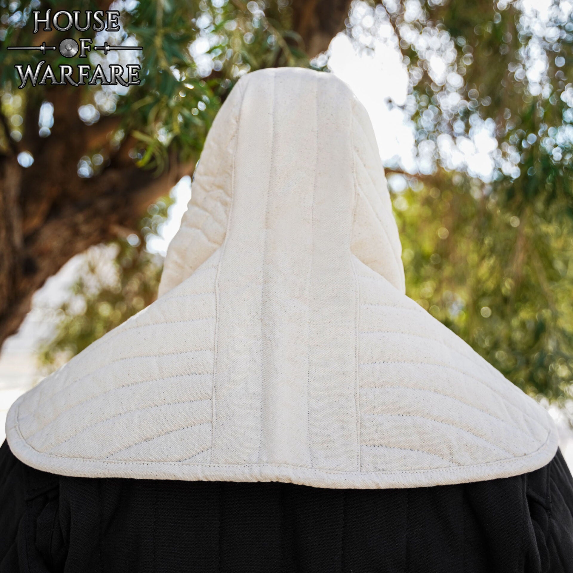 Imagen única de: Cuello Acolchado de Lona de Algodón con Capucha - Gorro Acolchado Crudo para Casco Medieval Acolchado