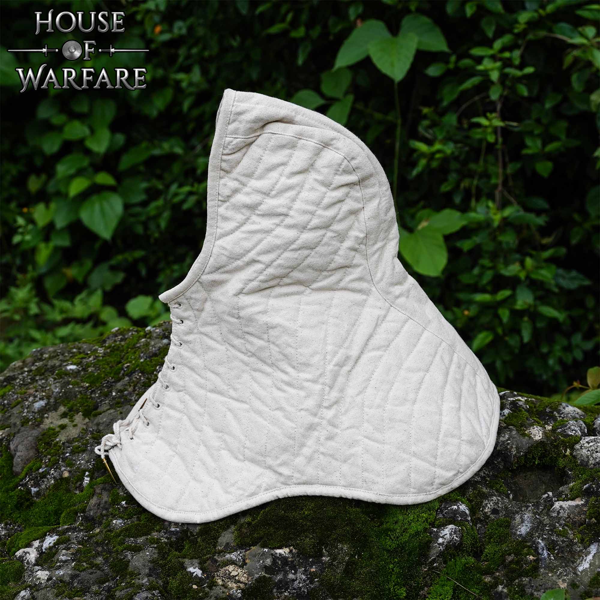 Imagen única de: Cuello Acolchado de Lona de Algodón con Capucha - Gorro Acolchado Crudo para Casco Medieval Acolchado