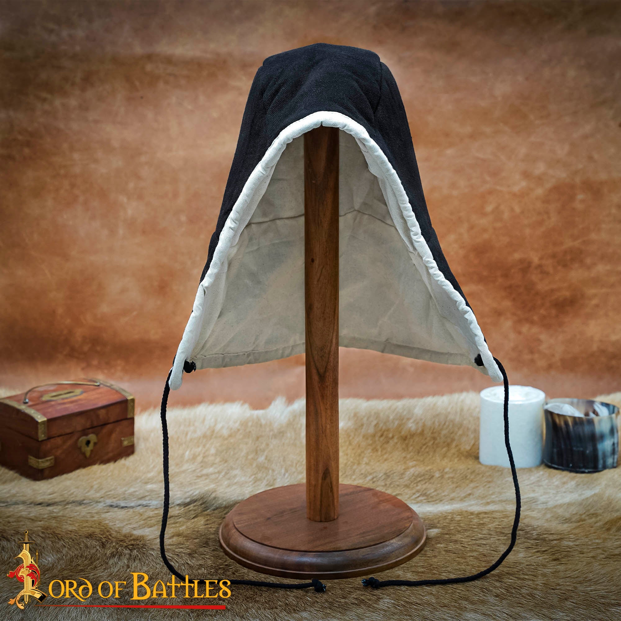 Imagen única de: Gorra Acolchada Medieval - Forro de Casco Acolchado Negro