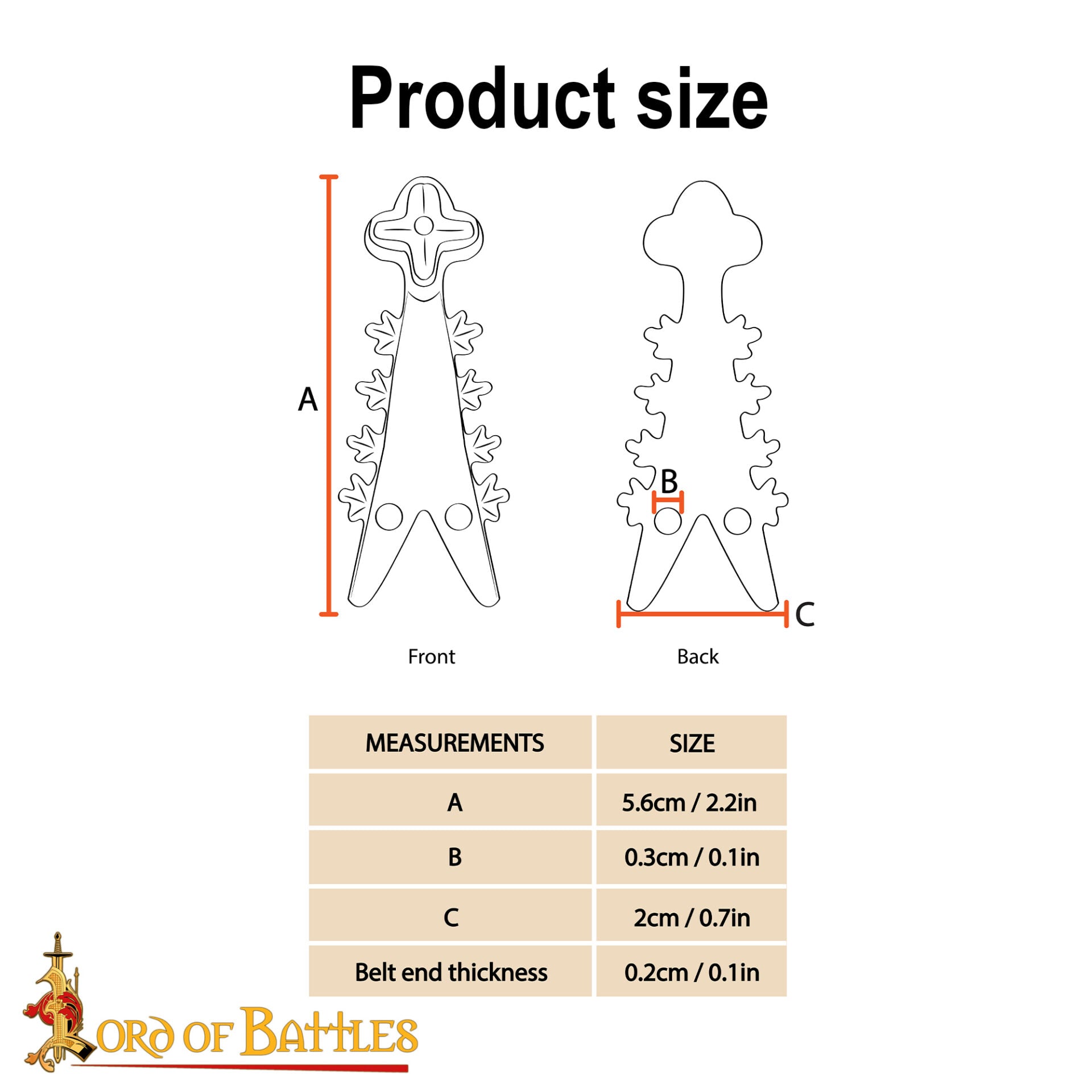 Imagen única de: Extremo de Cinturón de Latón - Chape Estilo Renacentista