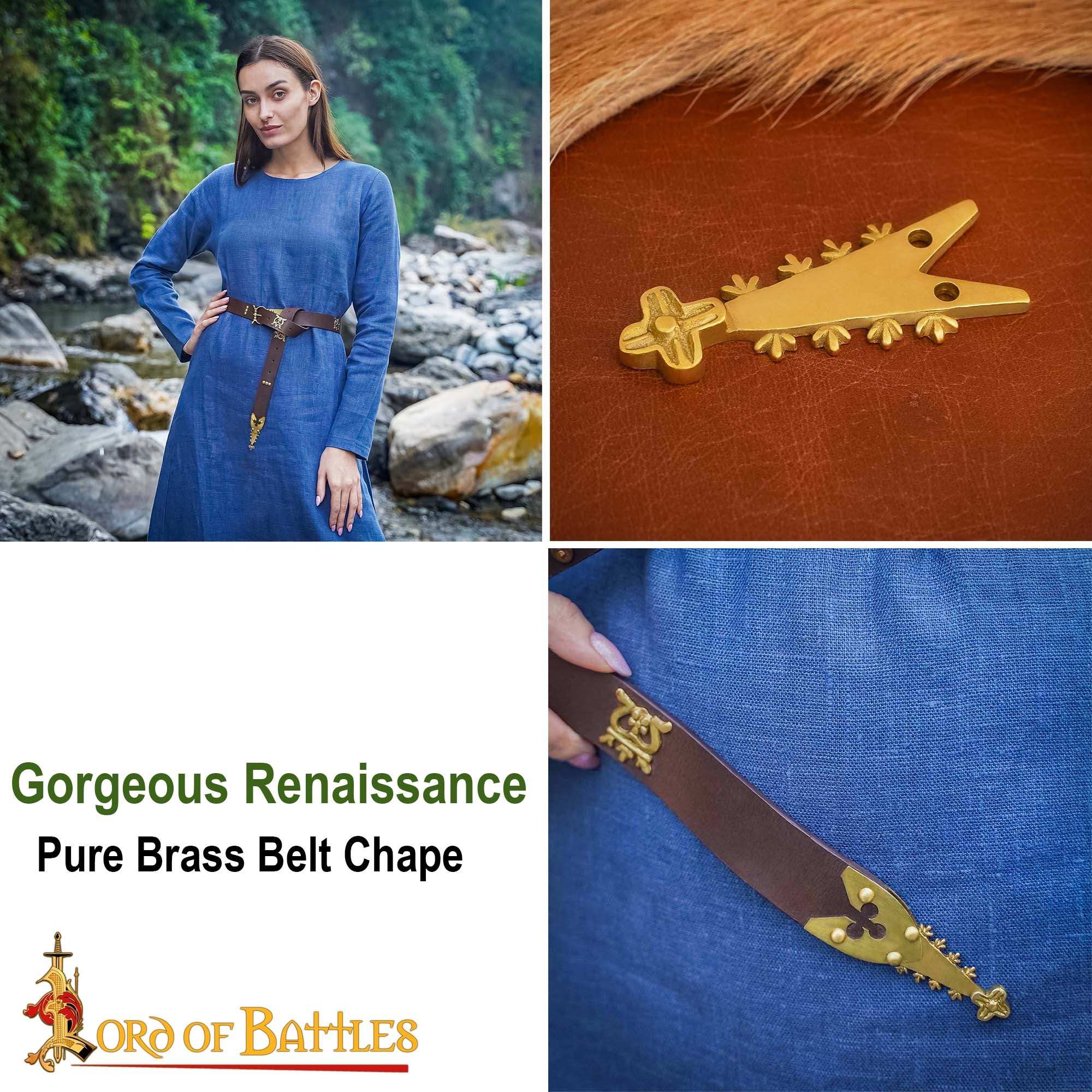 Imagen única de: Extremo de Cinturón de Latón - Chape Estilo Renacentista