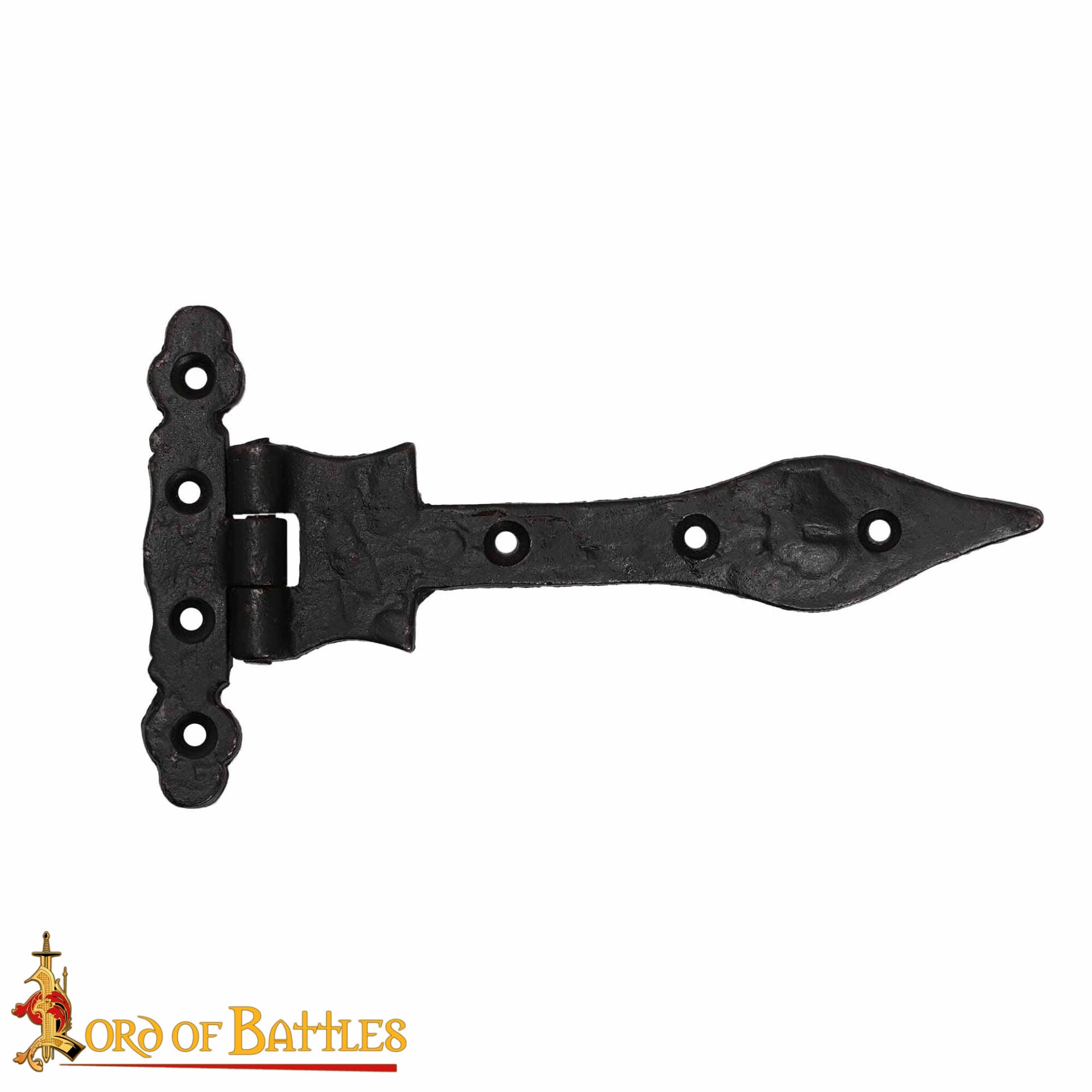 Imagen única de: Bisagra Medieval en T de Hierro Forjado a Mano con Punta de Lanza - Bisagra Rústica con Correa Negra para Puertas de Granero, Cofres, Armarios y Puertas