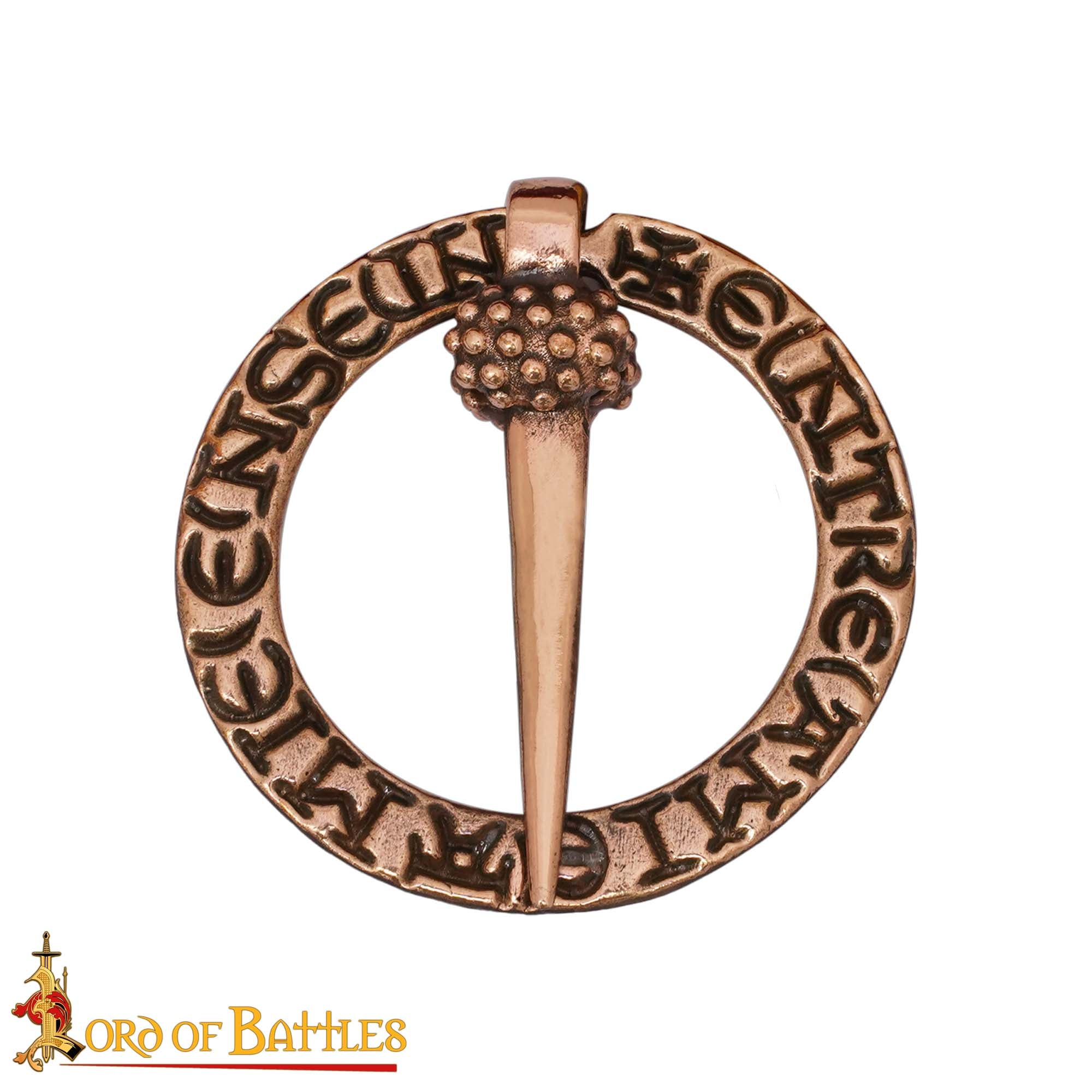 Imagen única de: Broche Medieval de Bronce con Anillo Fundido a la Cera Perdida Diseño Inscrito