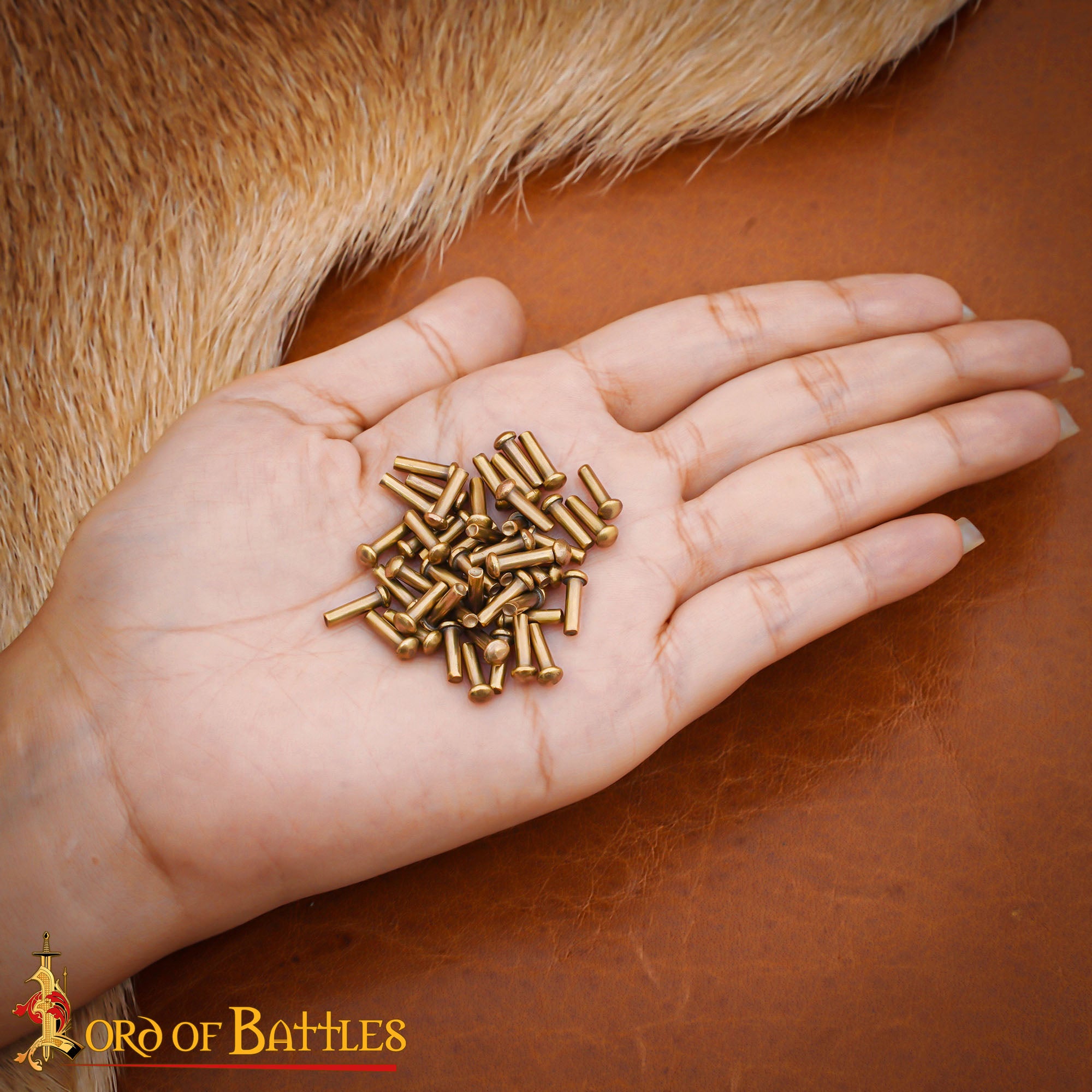 Imagen única de: Juego de 25 Remaches Medievales de Latón de 8 Mm de Diámetro