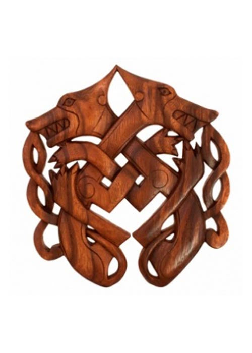 Imagen única de: Lobos De Odín Hechos De Madera, Tallados A Mano.