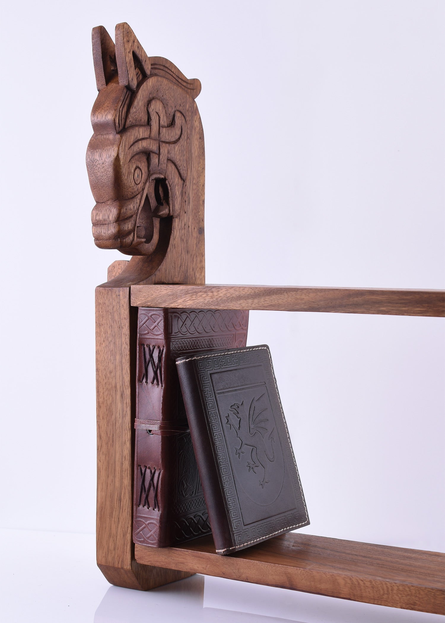 Imagen única de: Cabeza De Dragón De Estante De Madera Vikingo