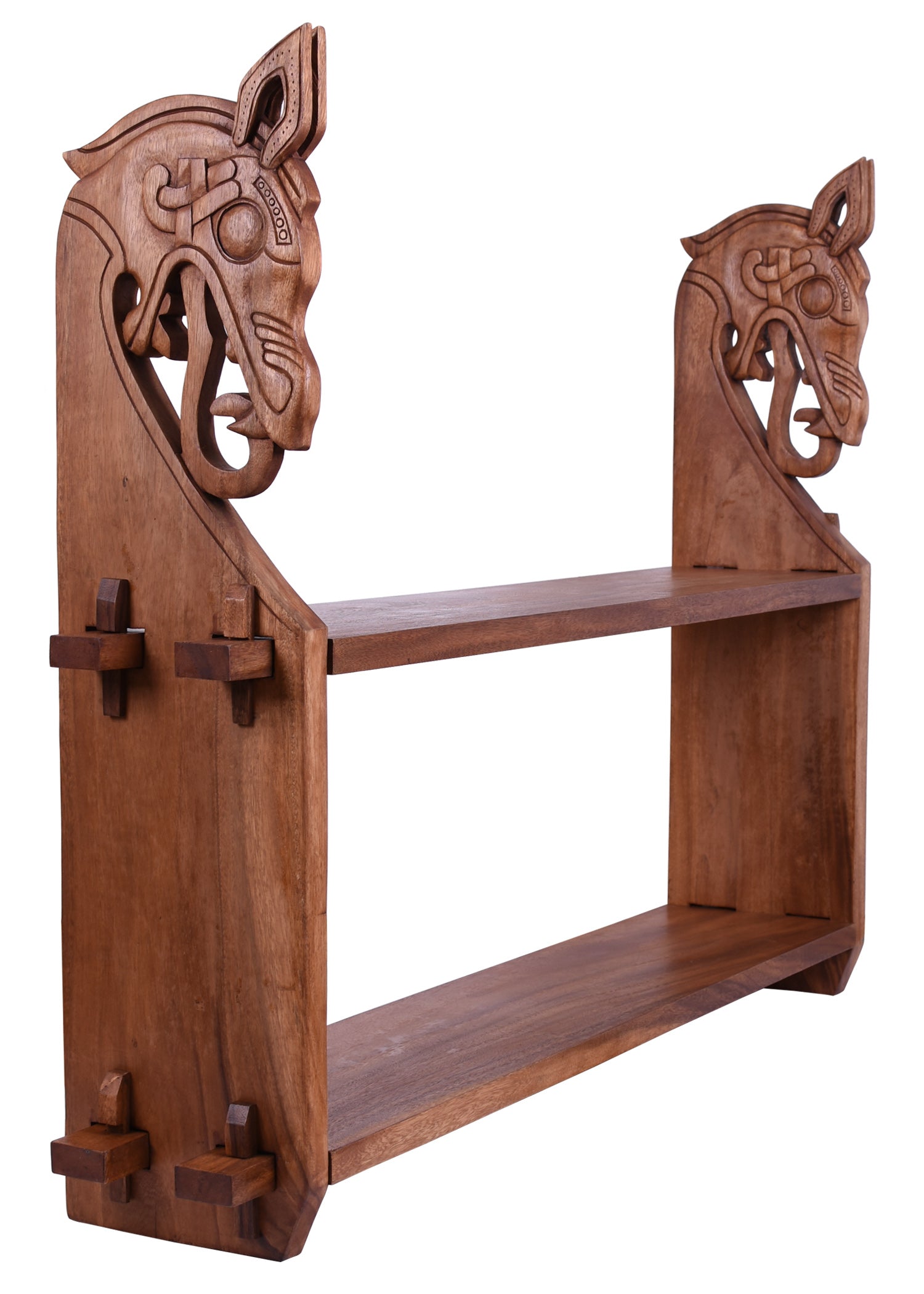 Imagen única de: Estante Vikingo De Madera Con Cabeza De Dragón, Grande