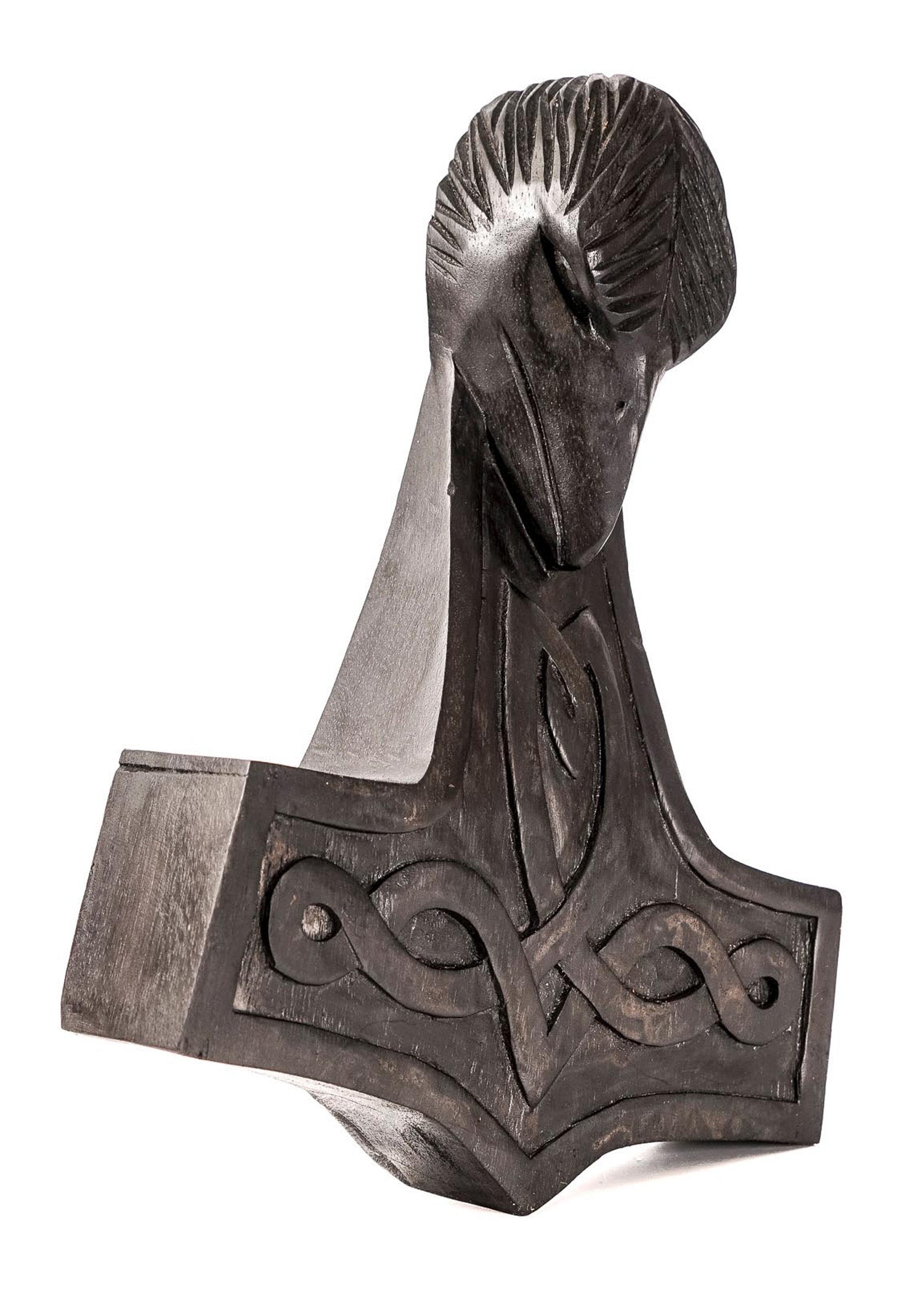 Imagen única de: Decoración De Pared: Martillo De Thor De Madera Con Cabeza De Cuervo, Negro