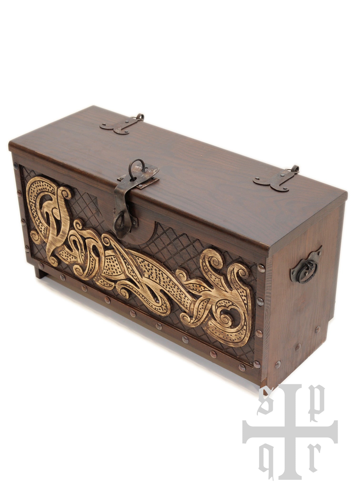 Imagen única de: Cómoda Vikinga De Madera Con Motivo De Serpiente Midgard Nº 2, Aprox. 66 X 25 X 35 Cm