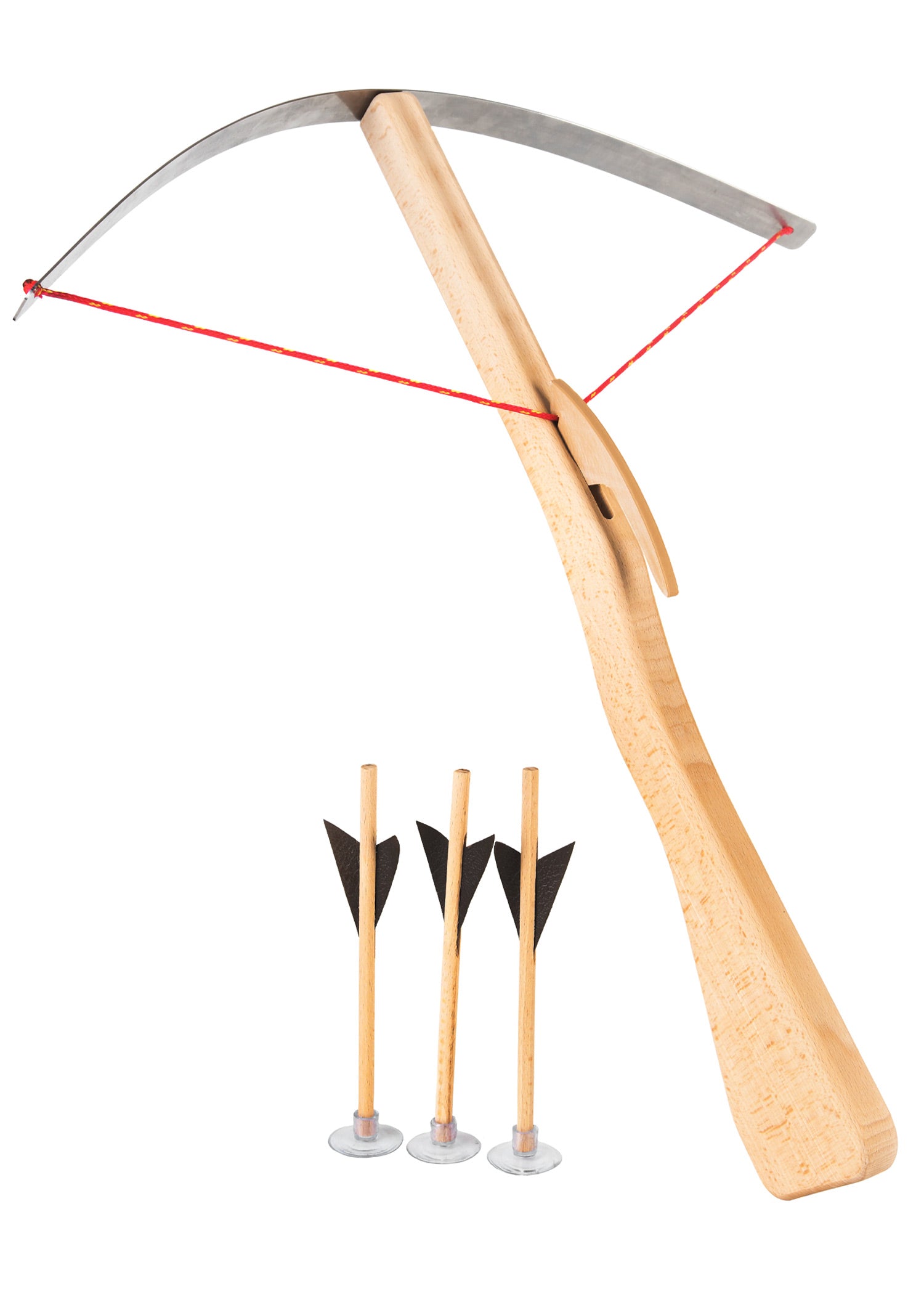 Imagen única de: Ballesta Infantil Grande De Madera Con Soporte De Acero Para Muelles, Incluye 3 Pernos
