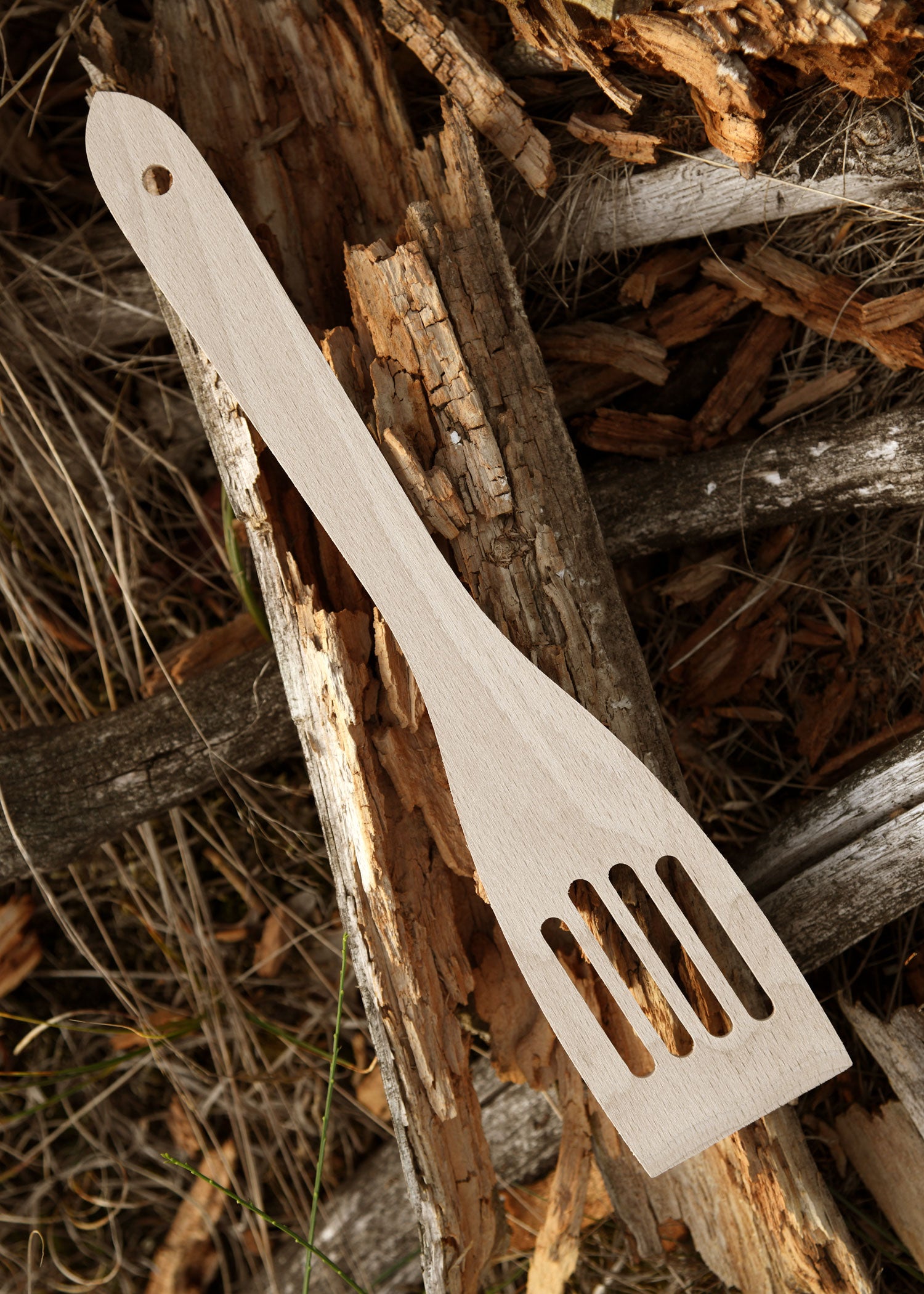 Imagen única de: Espátula De Madera De Haya, Con Ranuras, Aprox. 30 X 6 Cm.