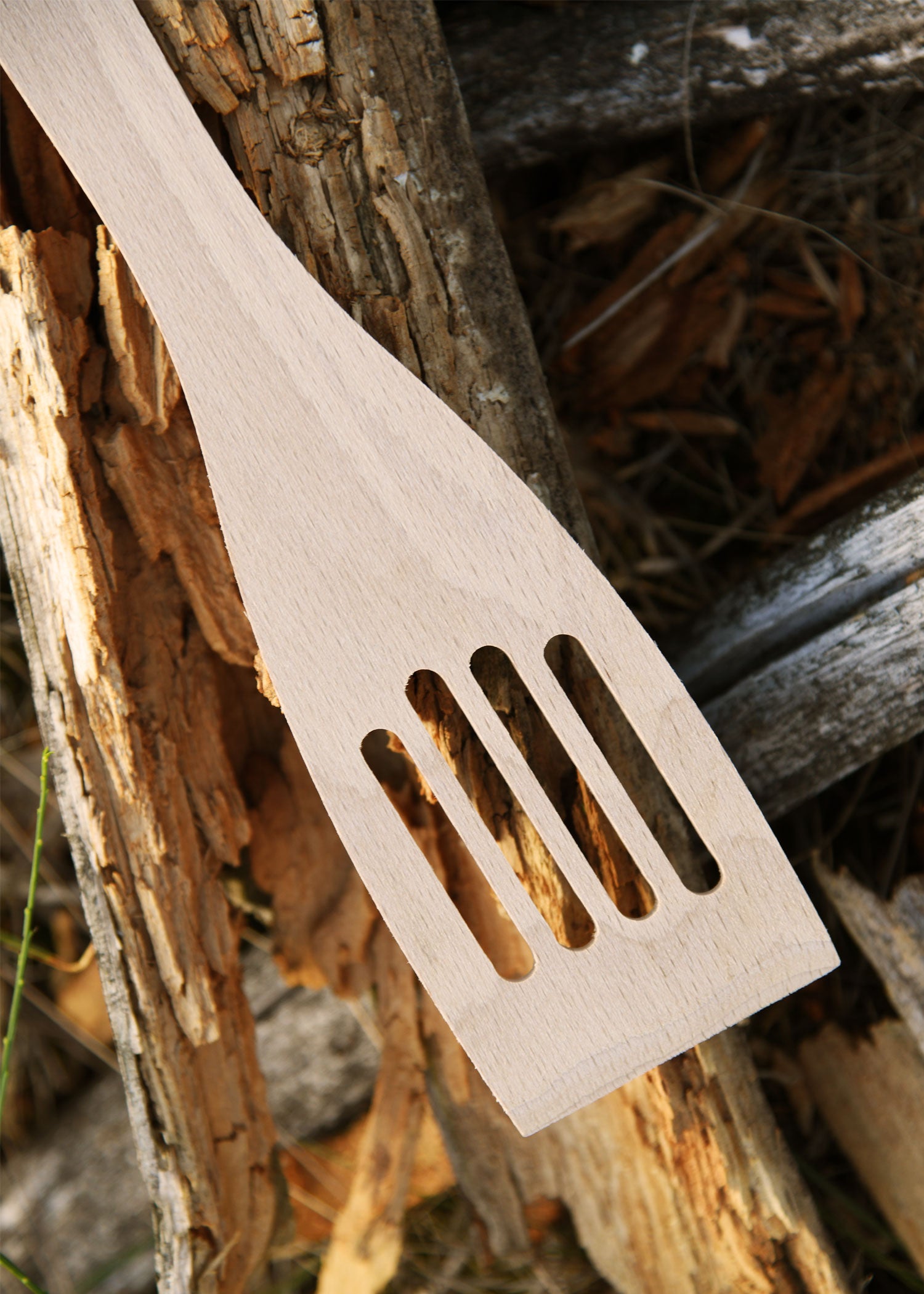 Imagen única de: Espátula De Madera De Haya, Con Ranuras, Aprox. 30 X 6 Cm.