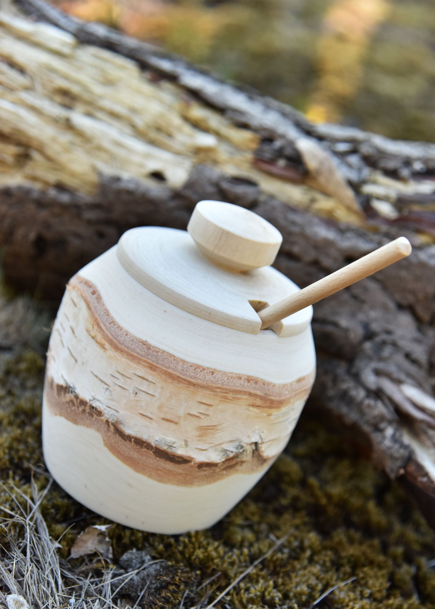 Imagen única de: Azucarero O Salero Con Cuchara, Madera De Abedul, Aprox.