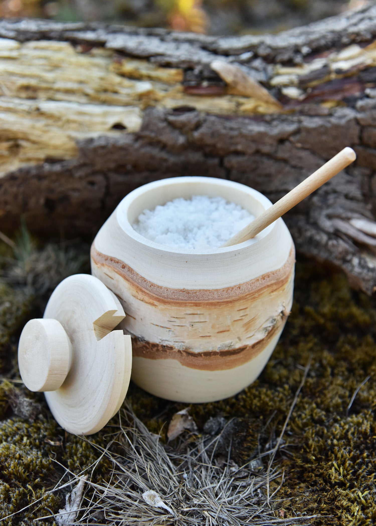 Imagen única de: Azucarero O Salero Con Cuchara, Madera De Abedul, Aprox.