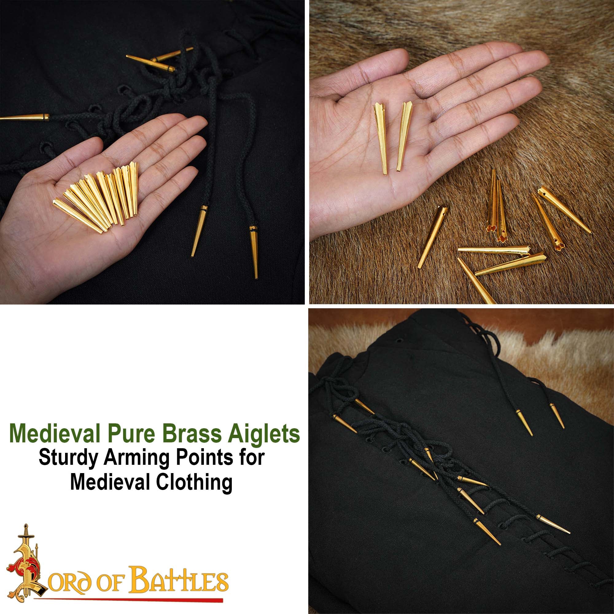 Juego de 10 Puntas de Lazo de Latón Macizo para Trajes Históricos y Artesanía en Cuero - Imagen 9