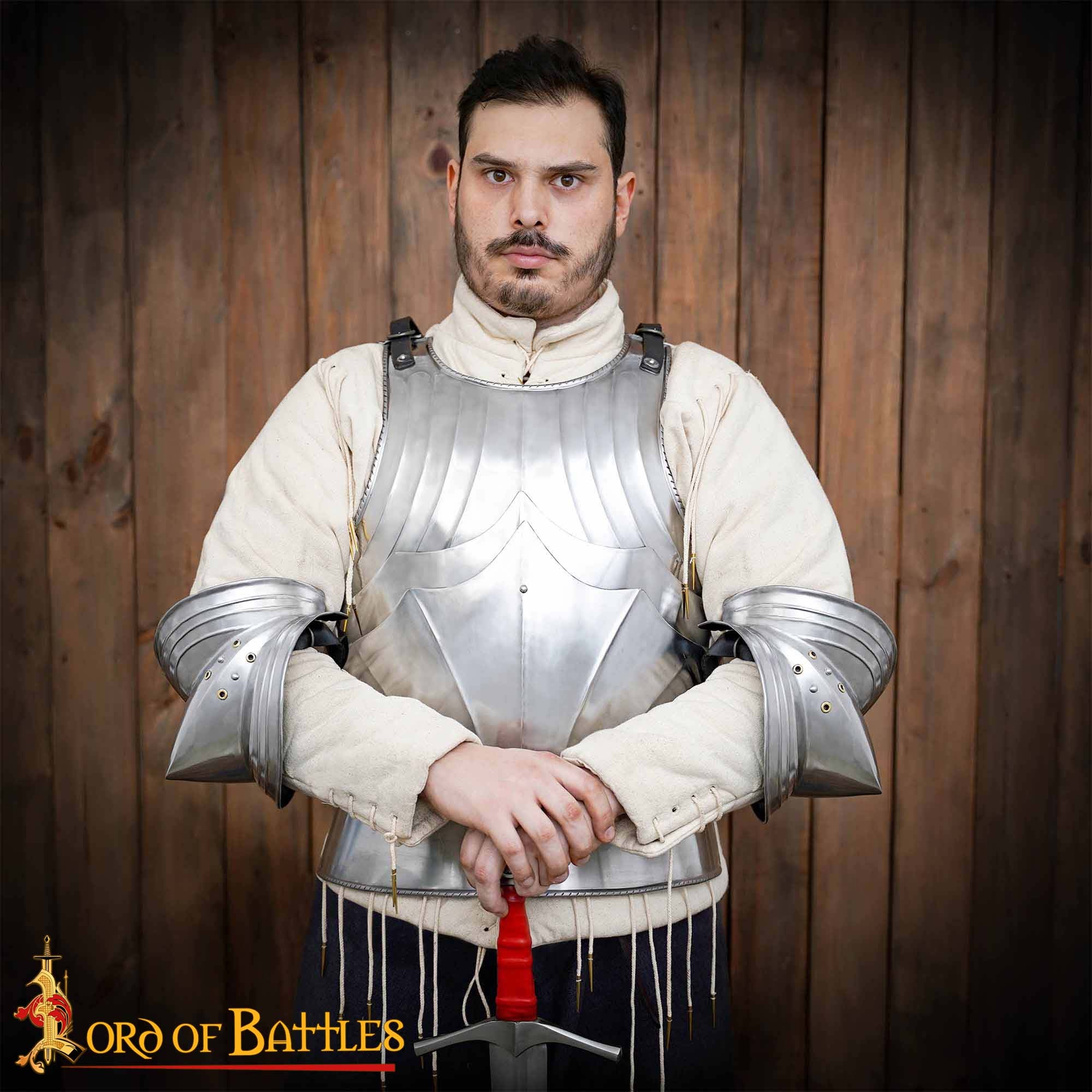 Imagen única de: Codera Alemana del Siglo Xv Tipo a - Juego de Coderas de Acero Pulido de Calibre 18 - Protección Medieval