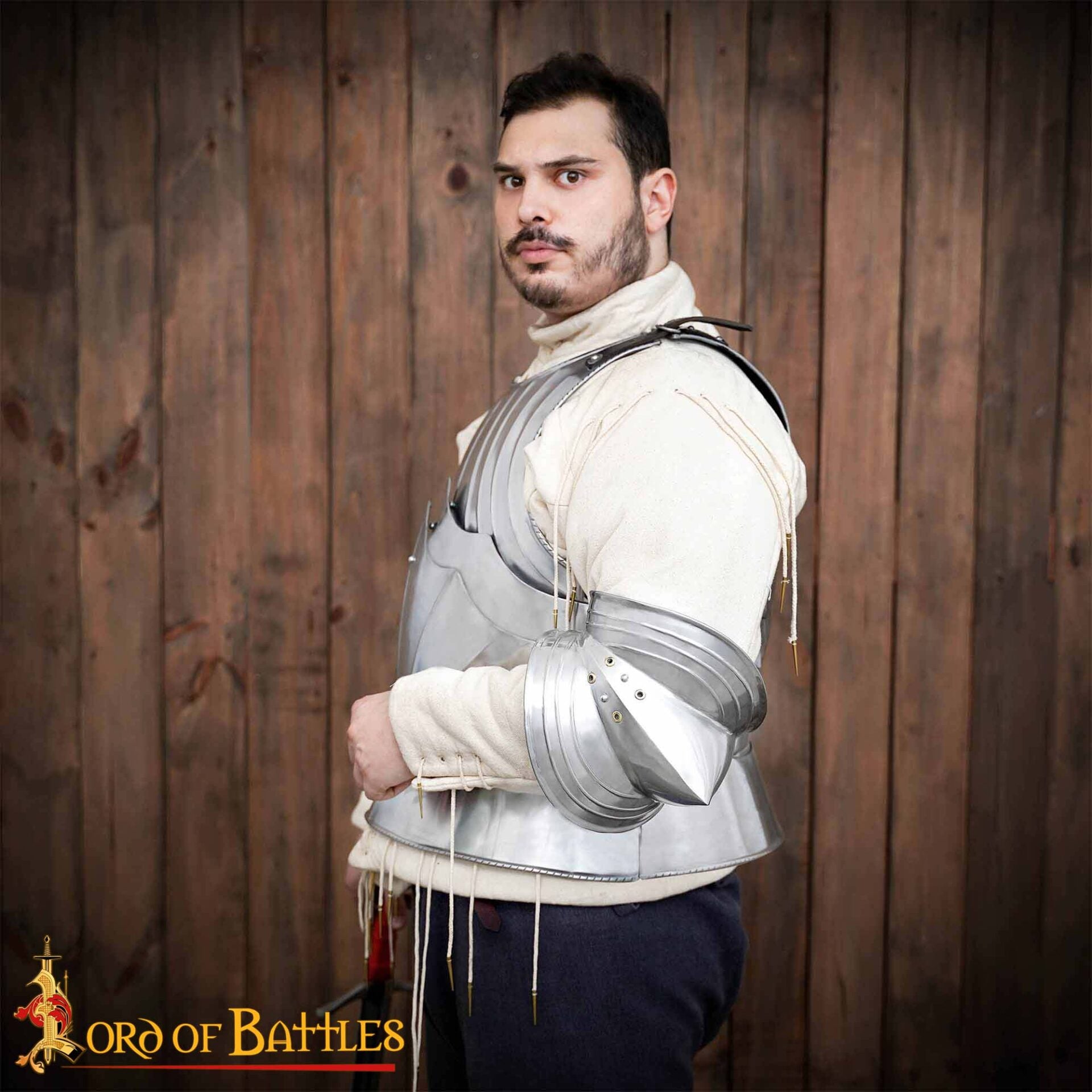 Imagen única de: Codera Alemana del Siglo Xv Tipo a - Juego de Coderas de Acero Pulido de Calibre 18 - Protección Medieval