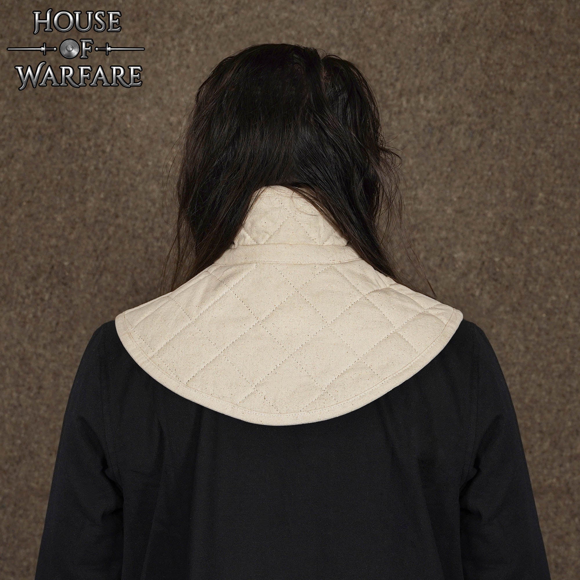 Imagen única de: Cuello de Gambesón Medieval Acolchado con Relleno de Algodón y Hebilla de Cuero