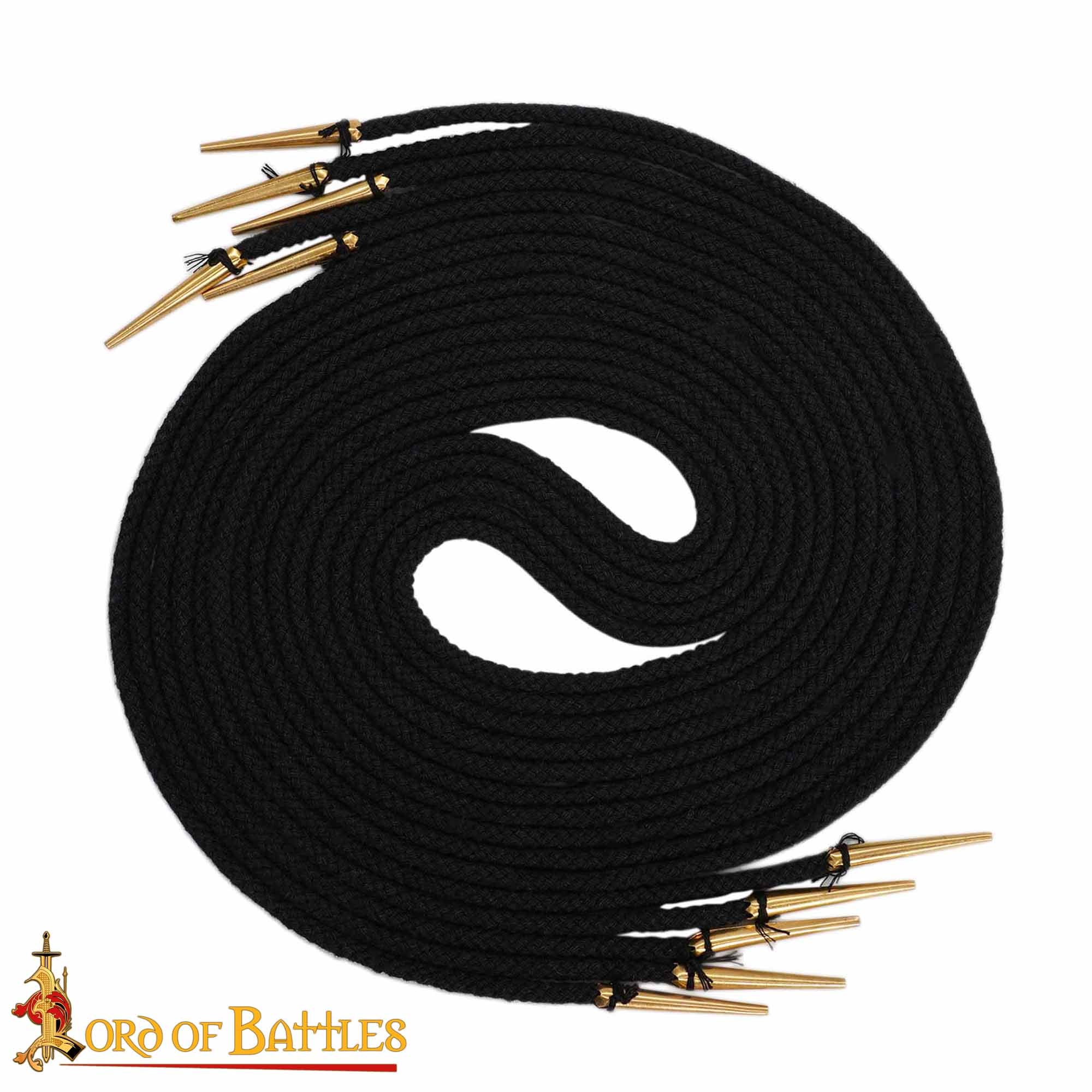 Imagen única de: Cordones de Algodón Negro con Remates de Latón Macizo - Juego de 5 Corbatas Medievales