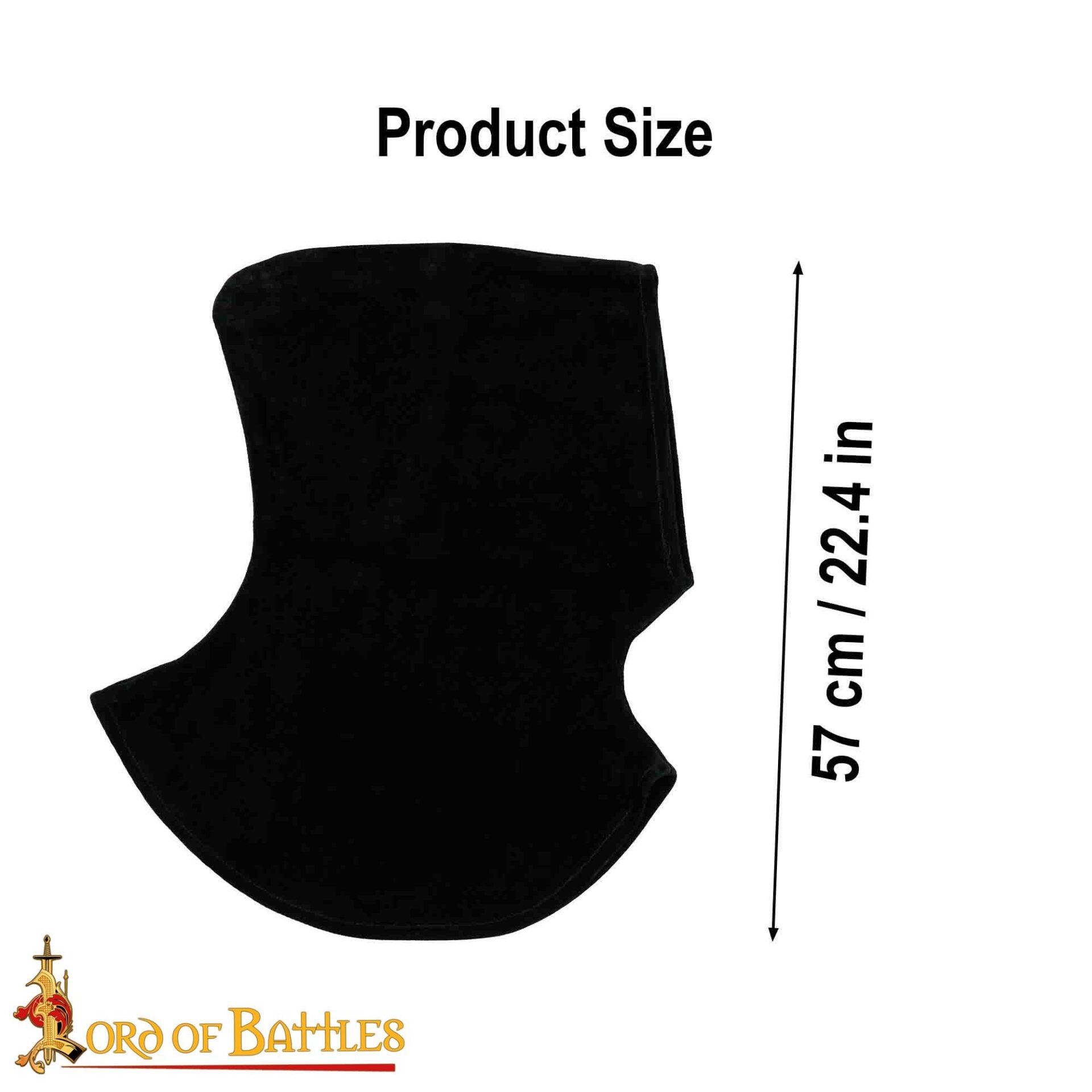 Imagen única de: Capucha de Piel de Ante Negra con Cuello Ancho - Estilo Medieval Artesanal