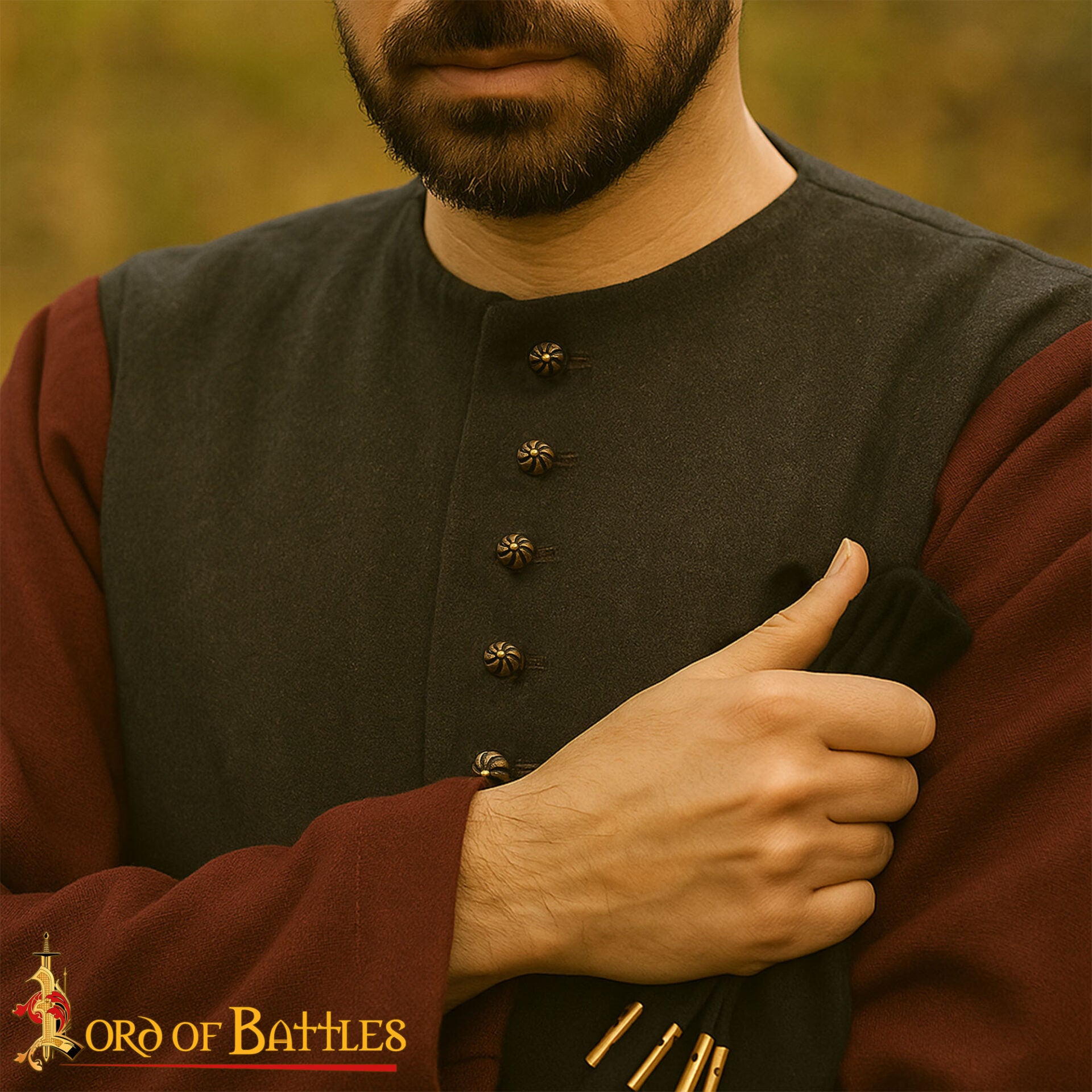 Imagen única de: Botones Cónicos de Latón del Siglo Xv - Juego de 6 Cierres Históricos para Prendas de Vestir