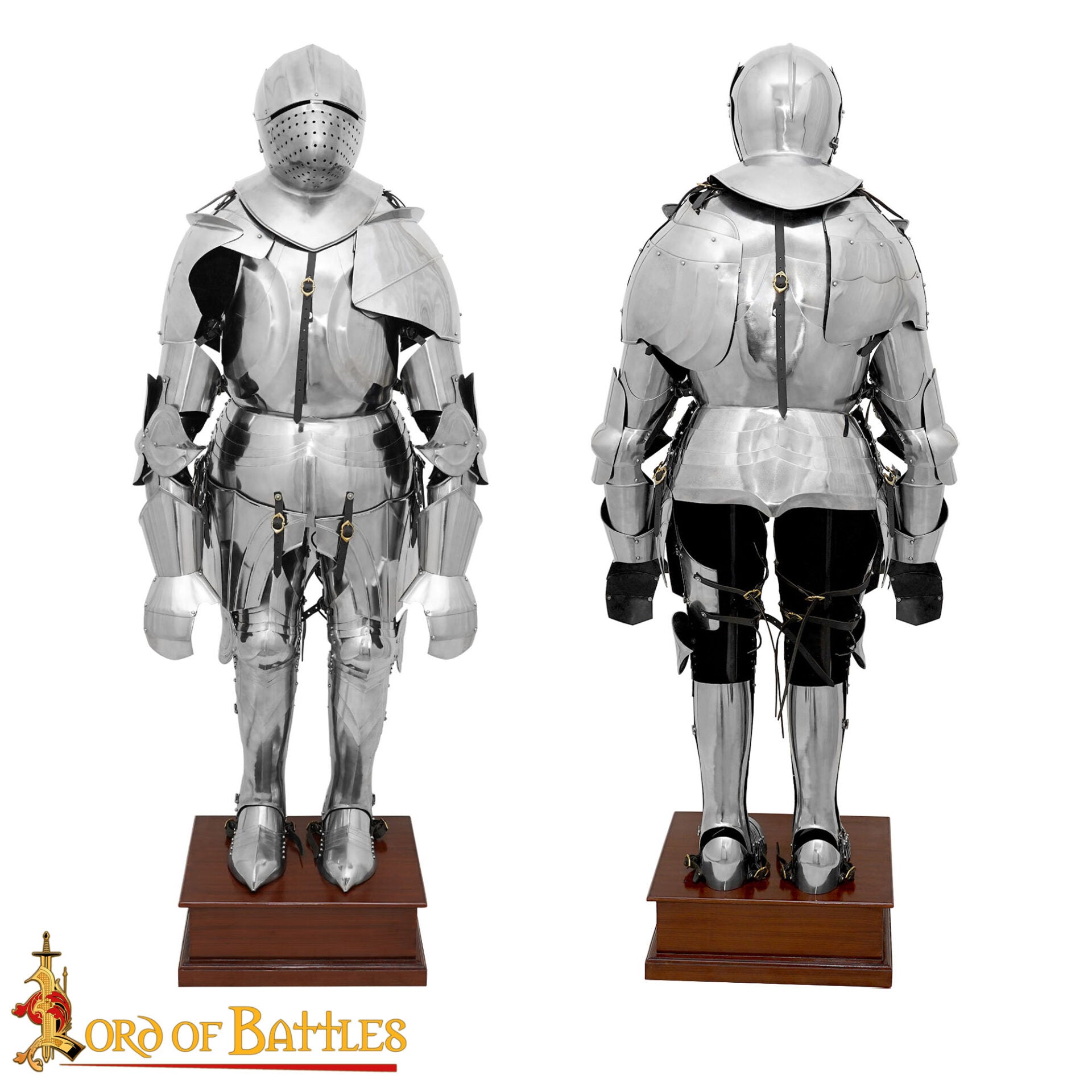 Imagen única de: Armadura Completa Alta Medieval Italiana - Acero Dulce - 75" - Calibre 18 Acabado Pulido