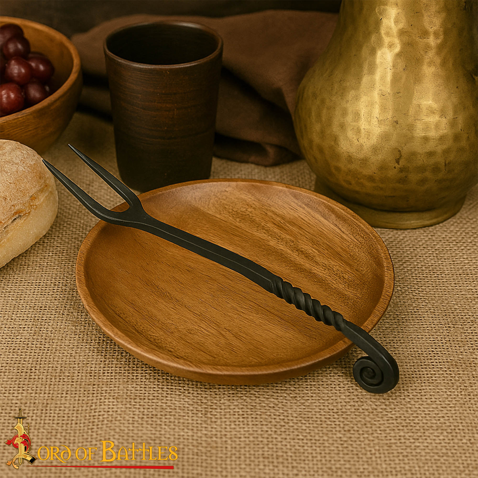 Imagen única de: Viking Tenedor de Hierro Forjado a Mano para Ollas - Mango Retorcido Herramienta para Cocinar y Servir a Fuego Abierto