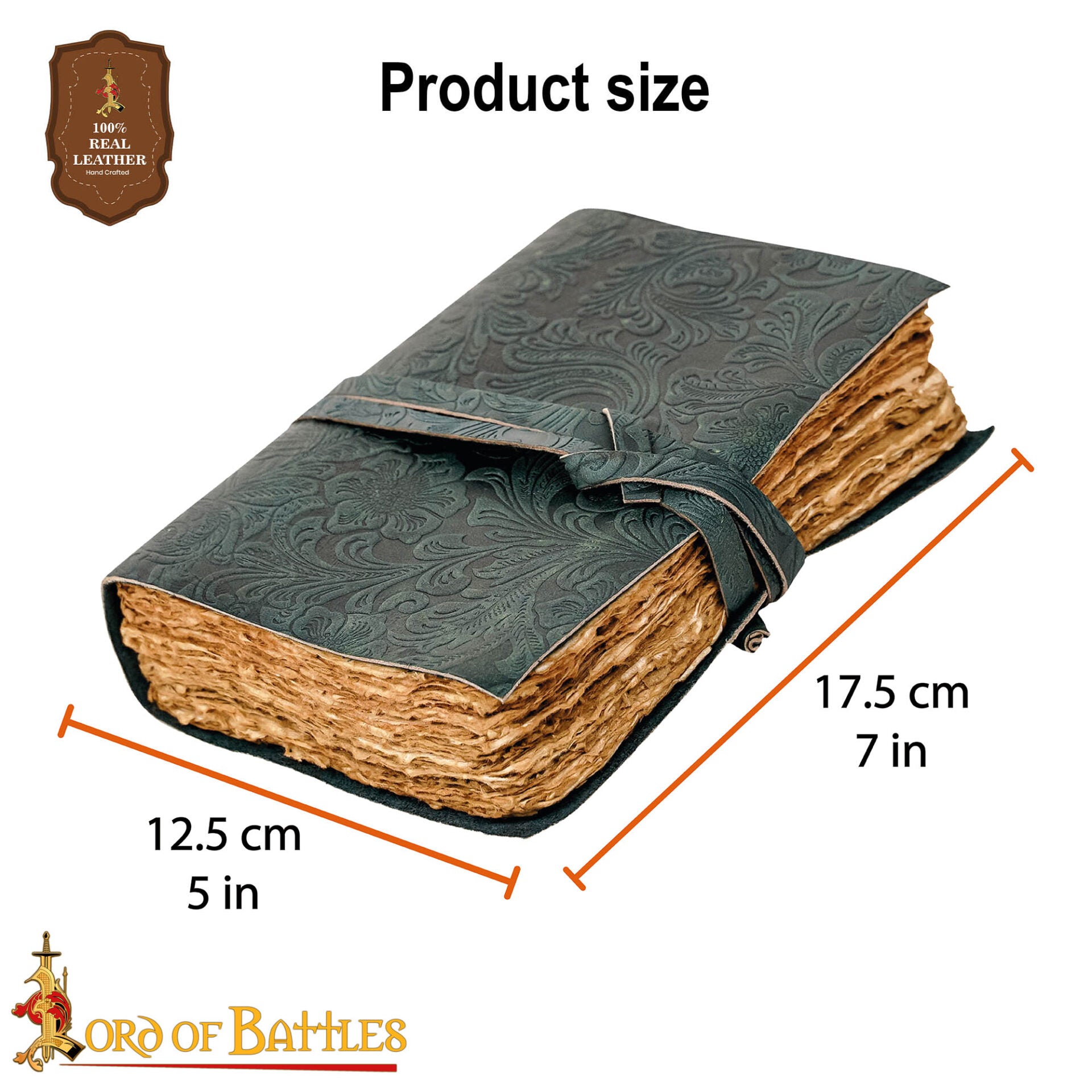 Imagen única de: Diario Medieval de Cuero con Papel Antiguo -verde - Diario Hecho a Mano