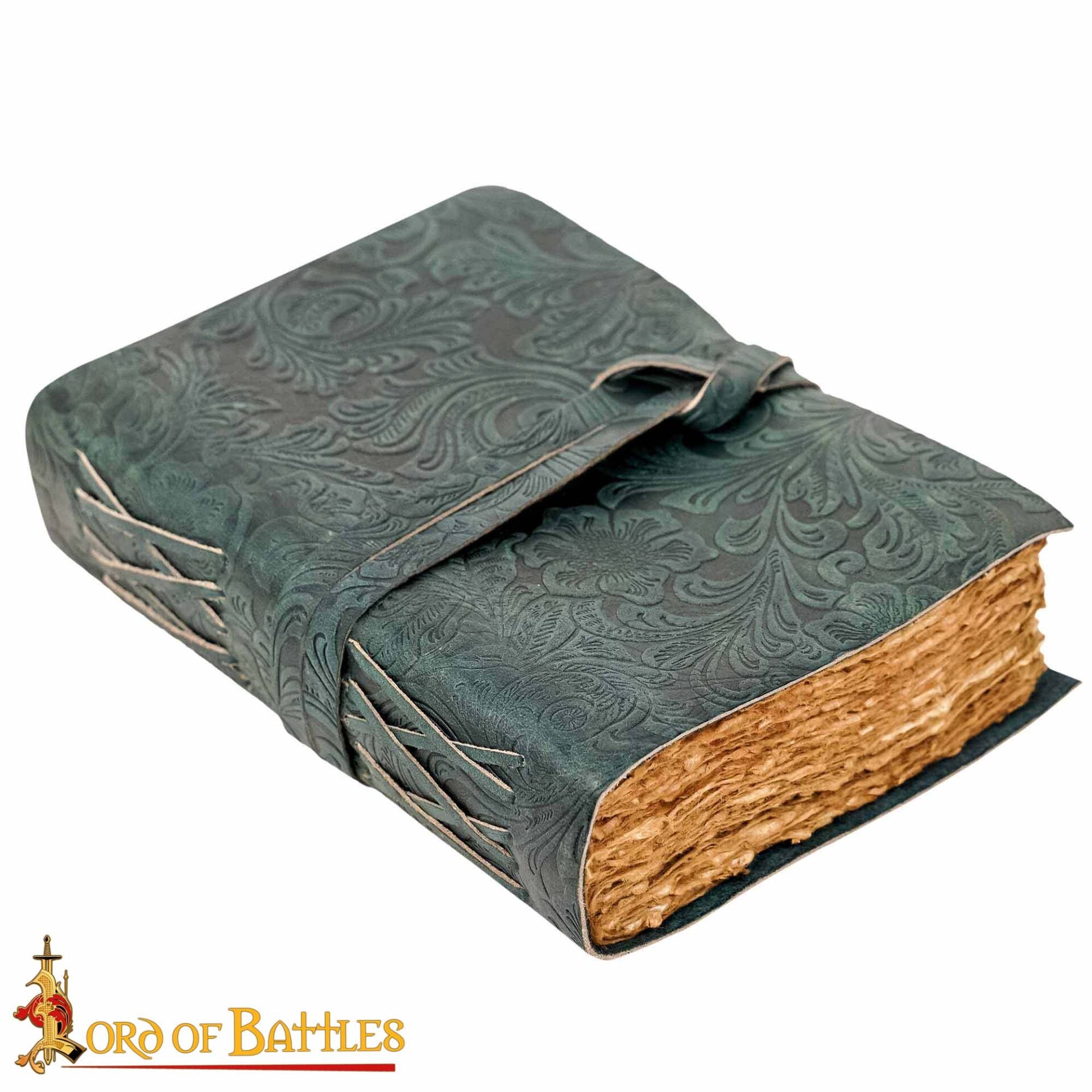 Imagen única de: Diario Medieval de Cuero con Papel Antiguo -verde - Diario Hecho a Mano