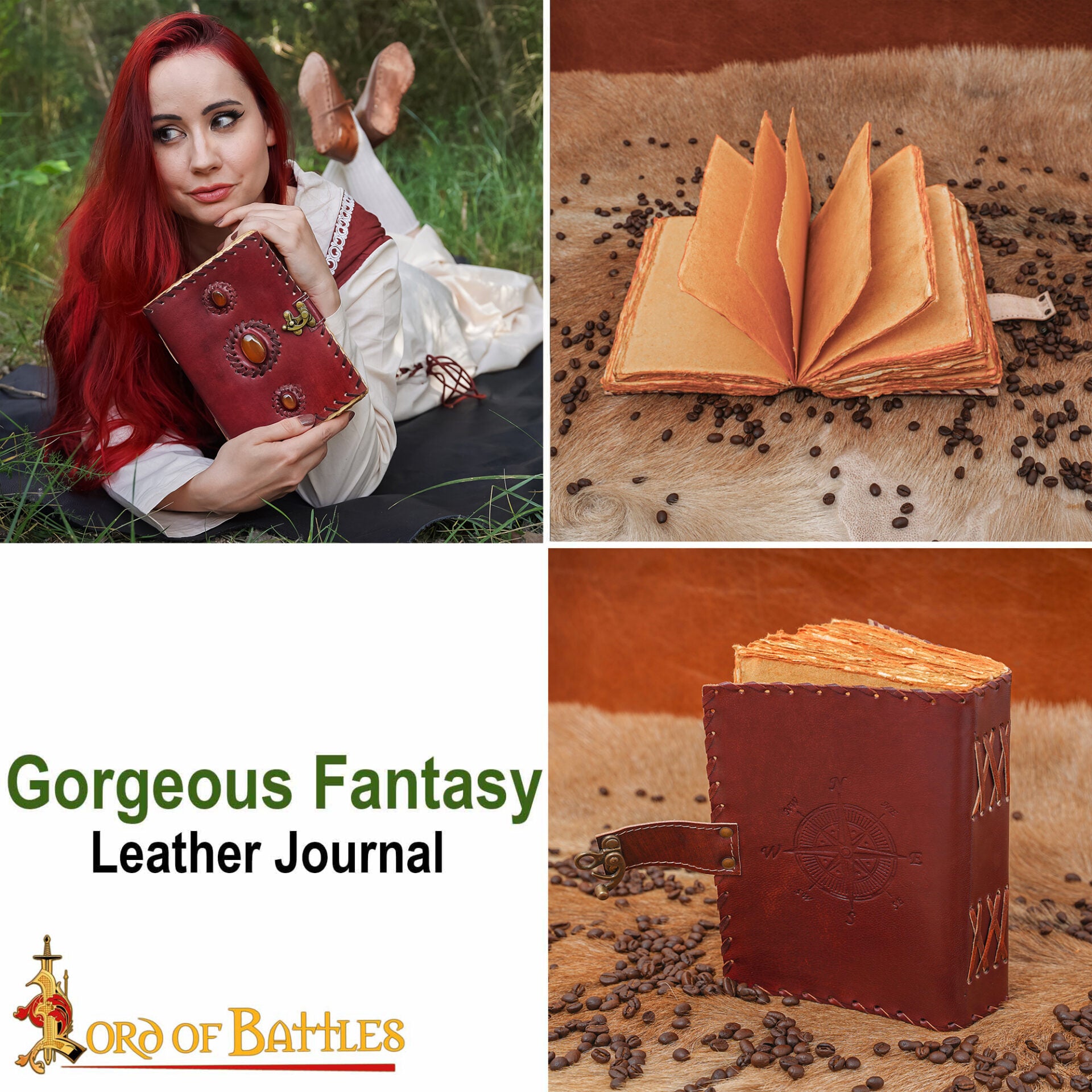 Imagen única de: Diario Medieval de Notas de Piel Auténtica Hecho a Mano