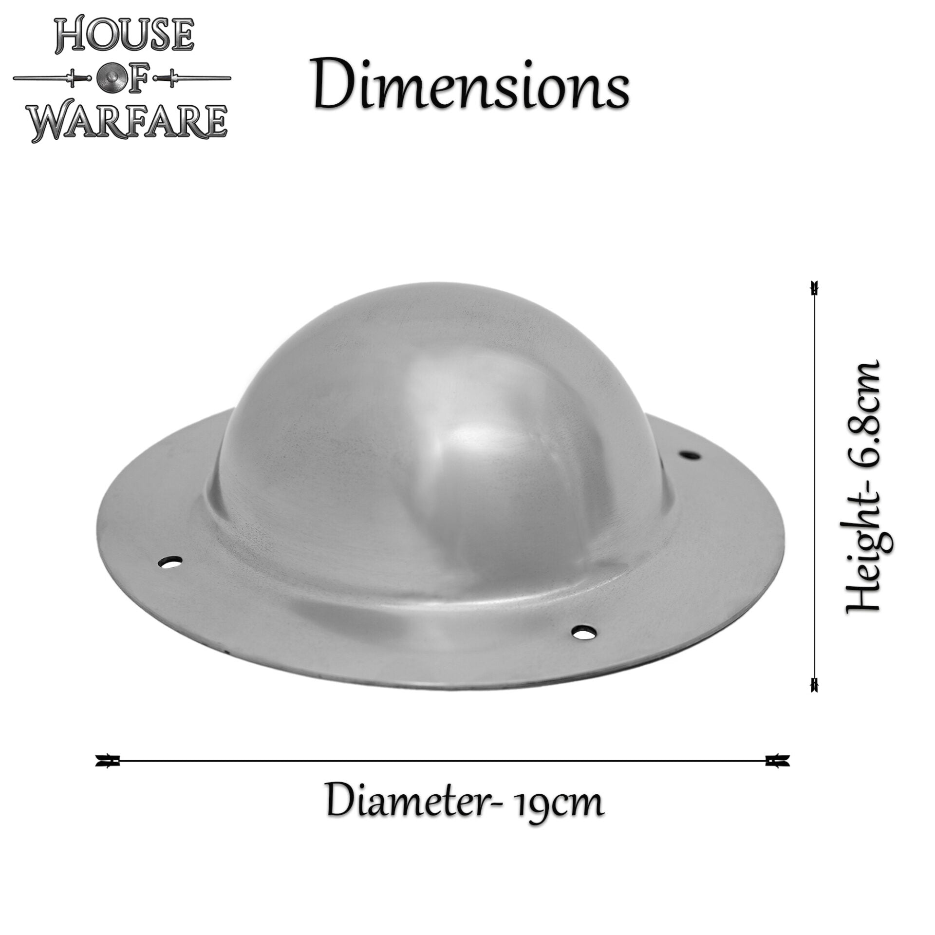 Imagen única de: Escudo Medieval Abovedado de Acero Forjado a Mano Umbo Redondo para Escudos Diy