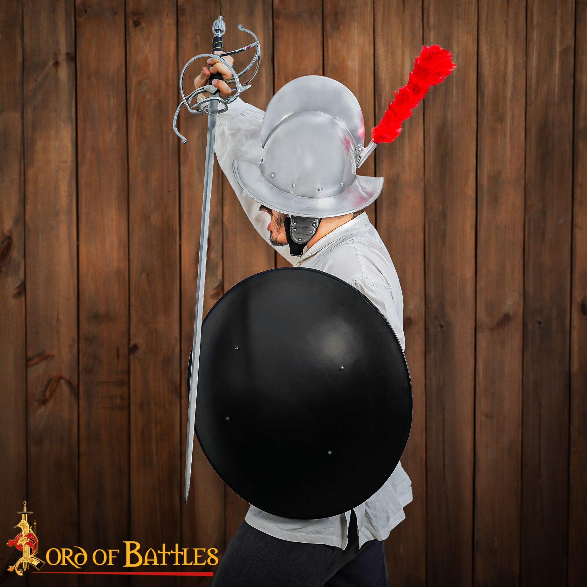 Imagen única de: Escudo Redondo de Acero con Asa Central - 22" - Negro - Acero Calibre 18