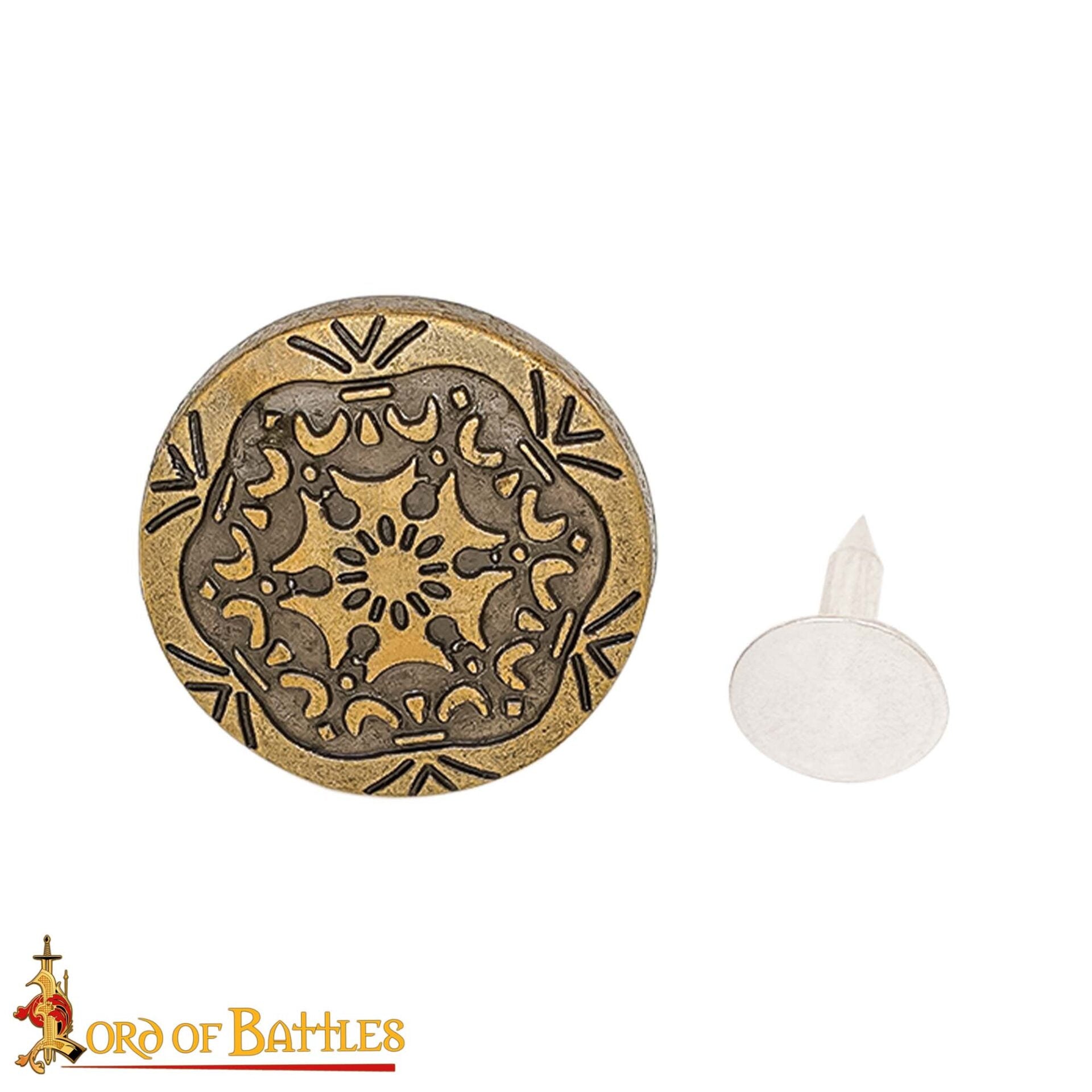 Imagen única de: Botón Decorativo de Latón con Motivo Floral Medieval - Cierre Trasero de Remache