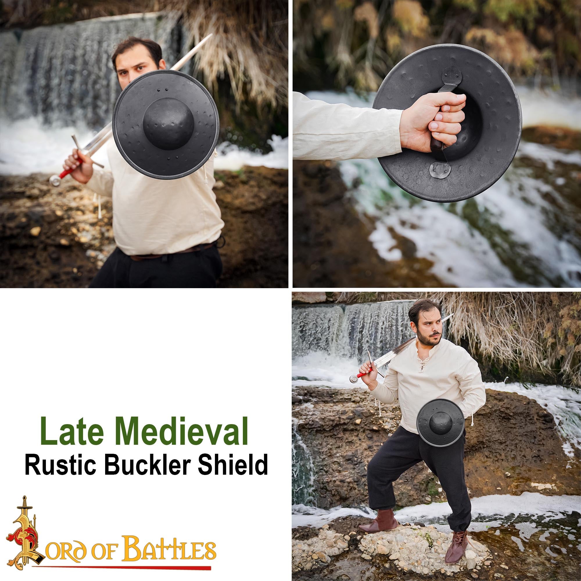 Imagen única de: Escudo Medieval con Empuñadura de Madera | Larp & Display