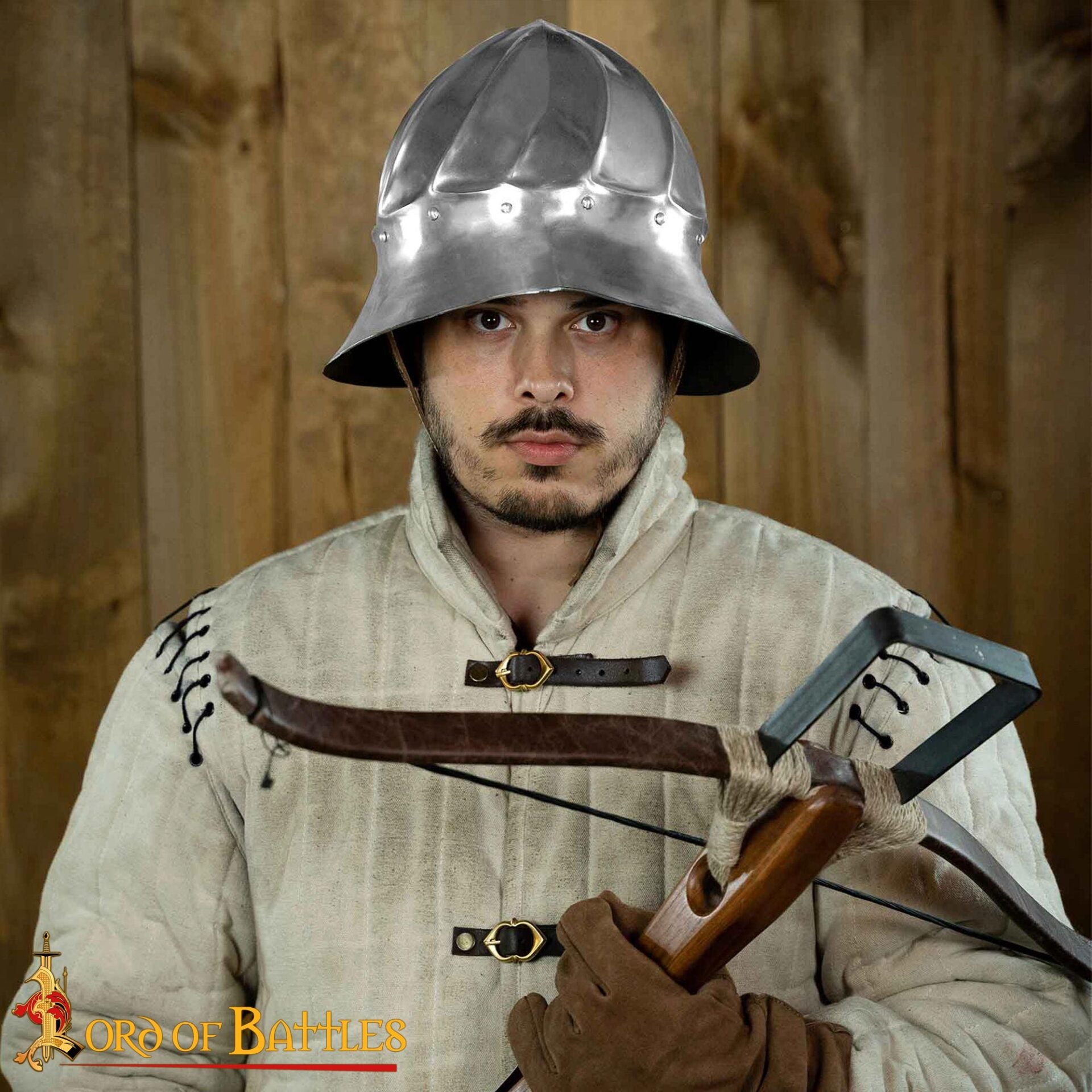 Imagen única de: Casco Borgoñón del Siglo Xv - Casco de Infantería de Acero de Calibre 14 con Forro de Cuero