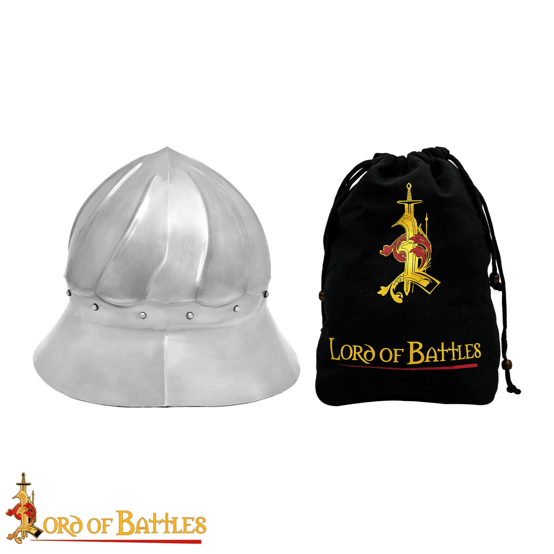 Imagen única de: Casco Borgoñón del Siglo Xv - Casco de Infantería de Acero de Calibre 14 con Forro de Cuero