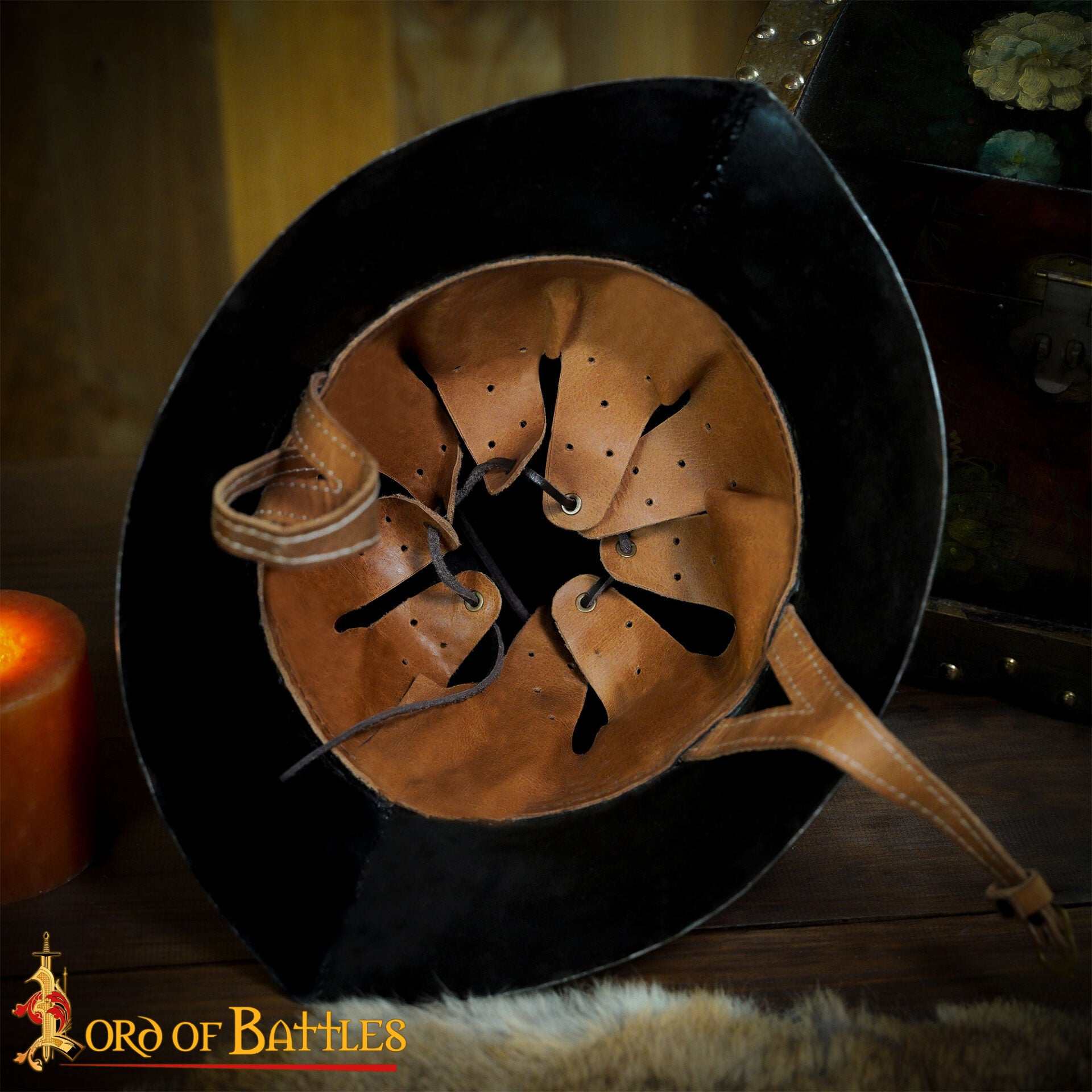 Imagen única de: Casco Borgoñón del Siglo Xv - Casco de Infantería de Acero de Calibre 14 con Forro de Cuero