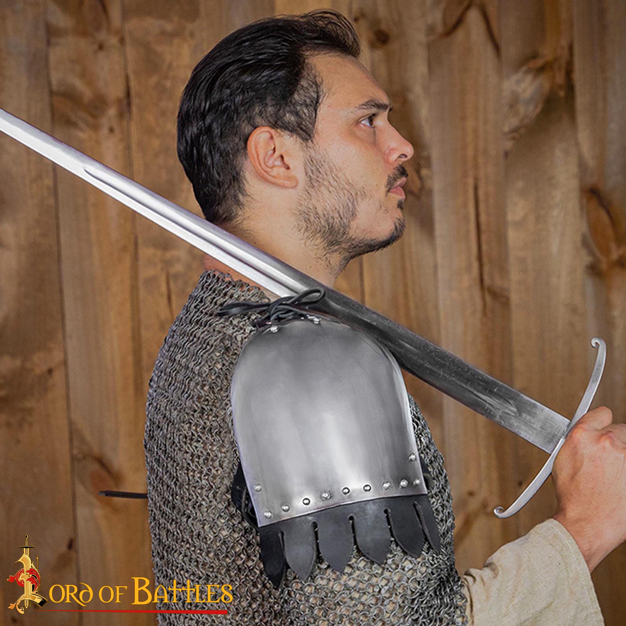 Imagen única de: Par de Pauldrones Medievales de Acero - Armadura de Hombro Pulida de Calibre 16