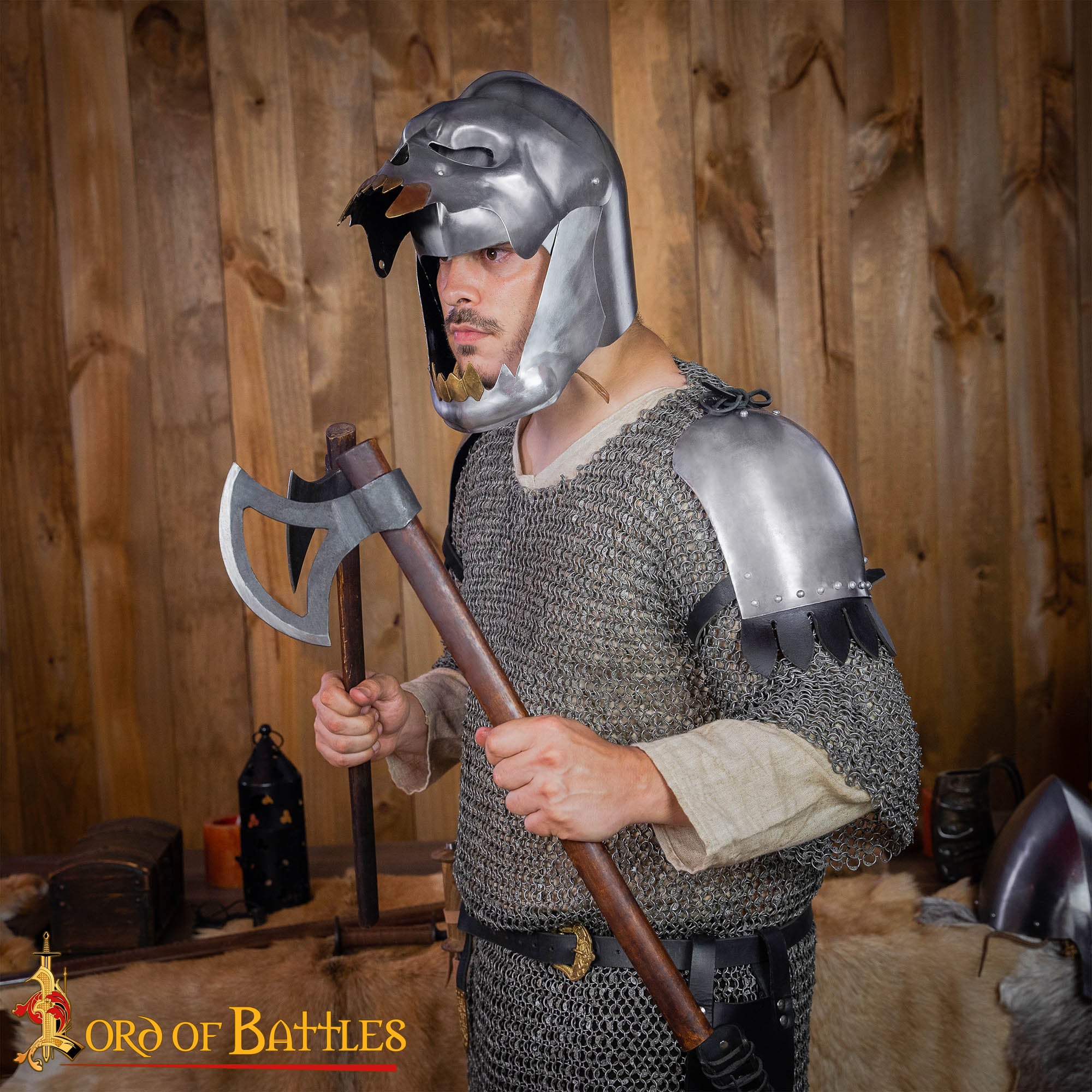 Imagen única de: Par de Pauldrones Medievales de Acero - Armadura de Hombro Pulida de Calibre 16