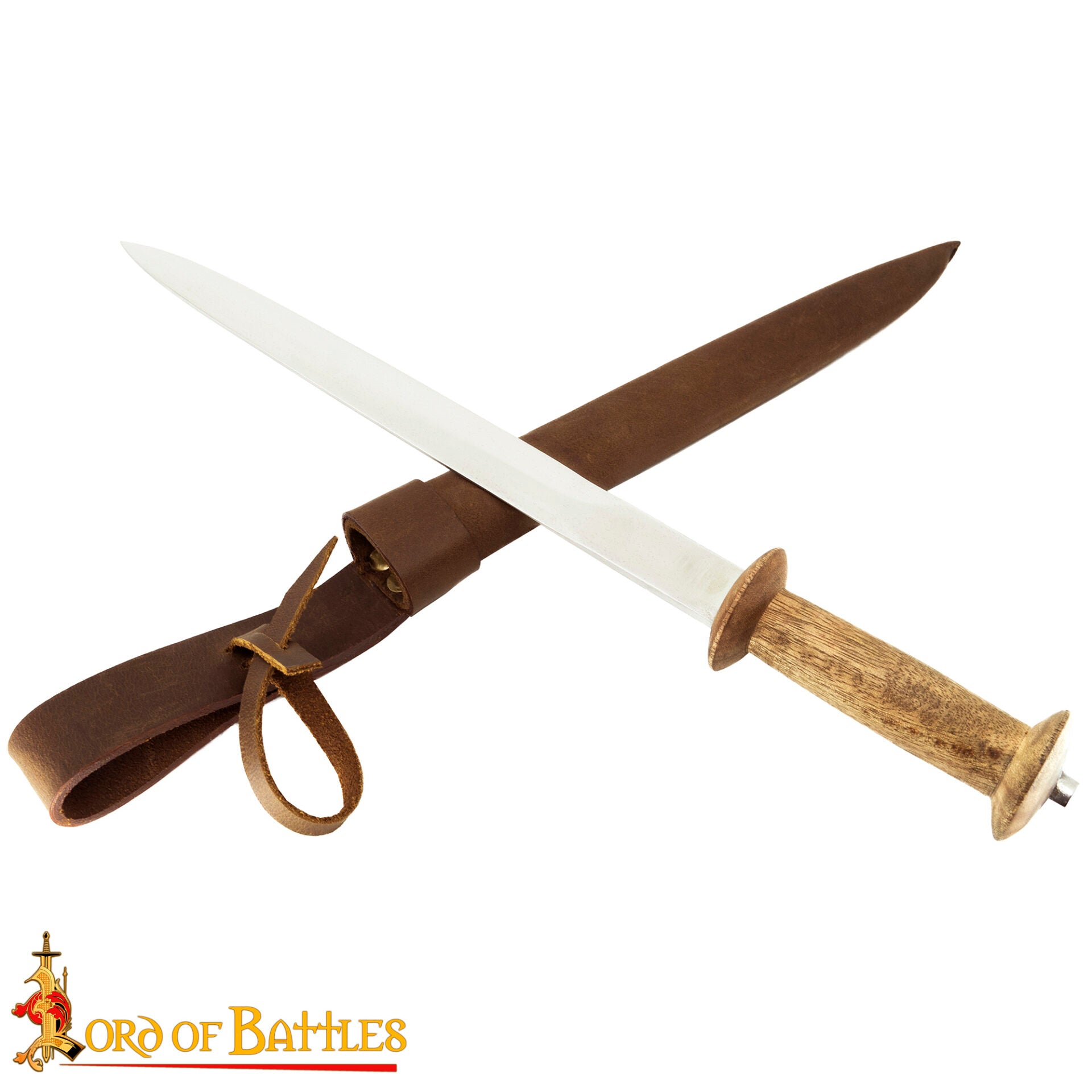 Imagen única de: Daga Rondel Artesanal - Empuñadura de Madera y Vaina